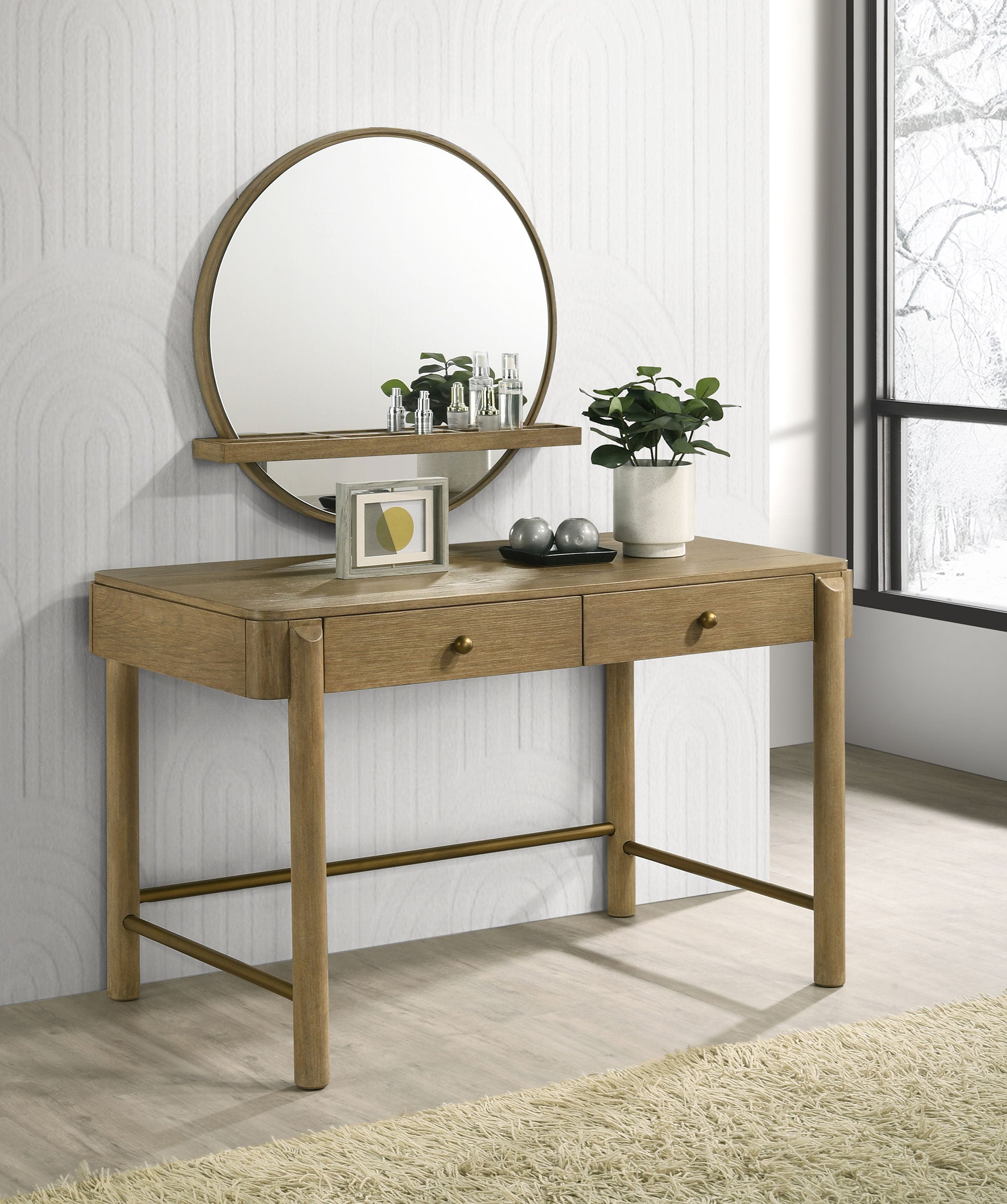 Arini Makeup Vanity Table with Wall Mirror - Ideal Furniture (Fresno,CA)