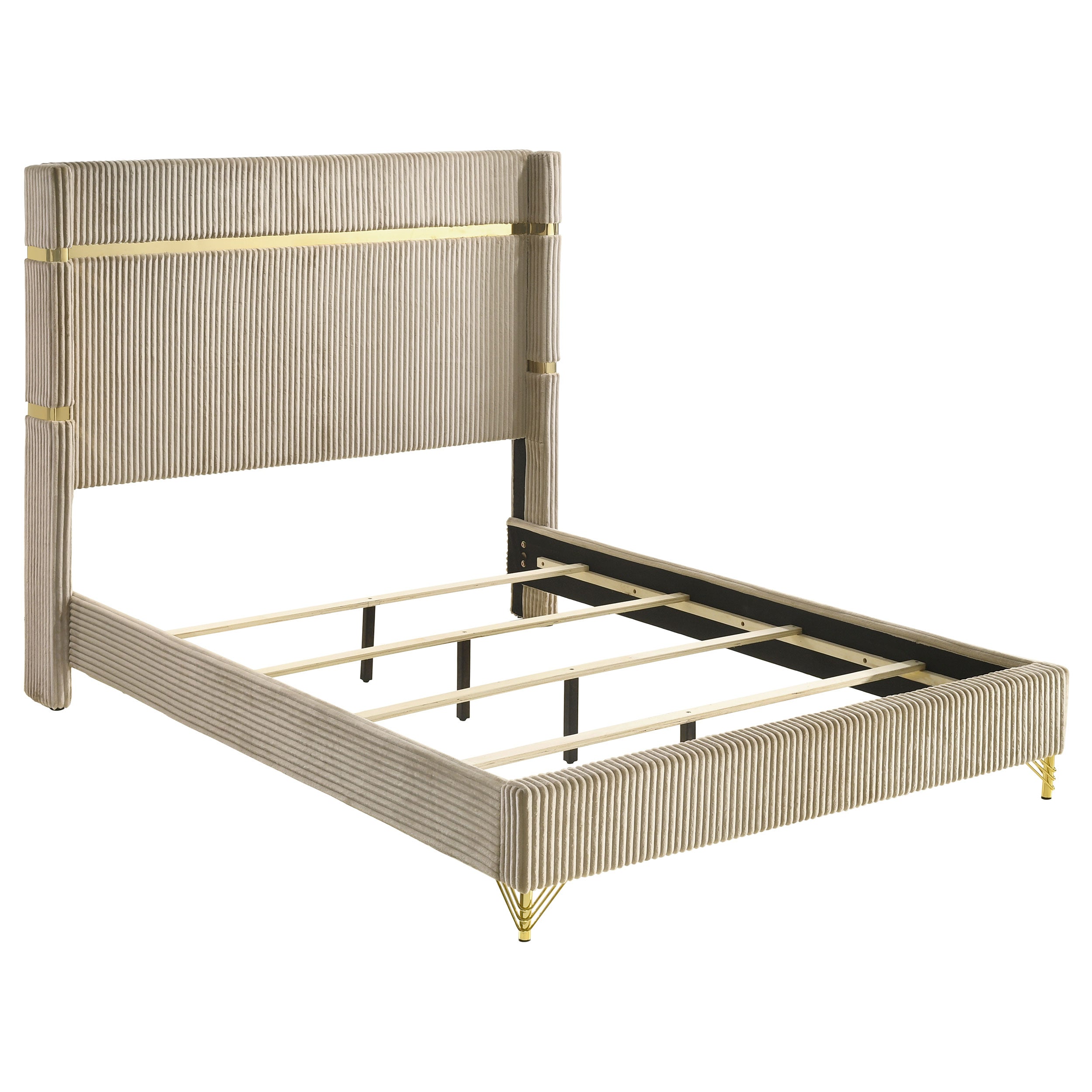 Lucia 4 & 5 Piece Bedroom Set King & Queen Beige & Grey - Ideal Furniture (Fresno,CA)