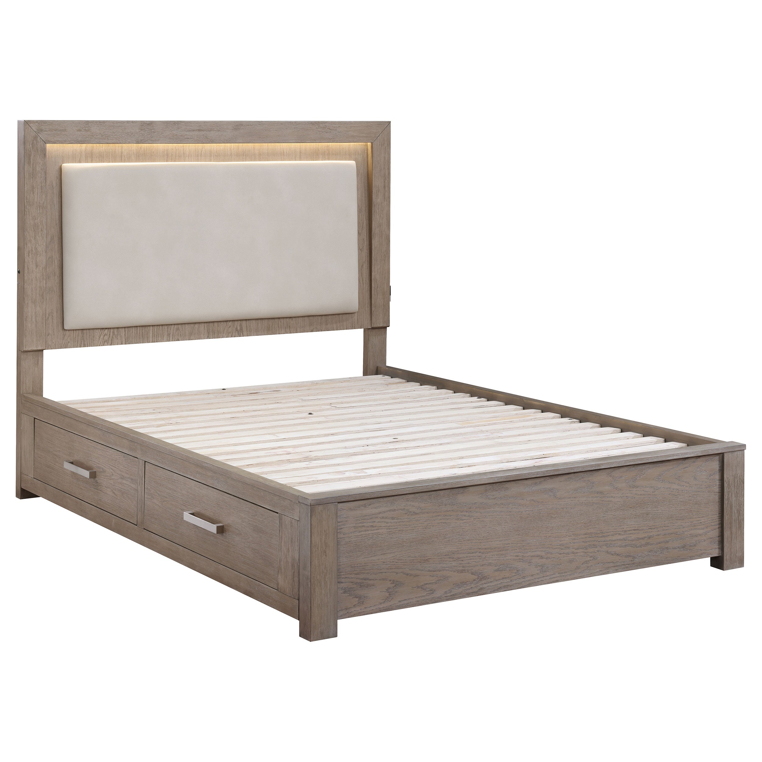 Kenora Panel Platform Storage Bed with LED Lighting - Ideal Furniture (Fresno,CA)