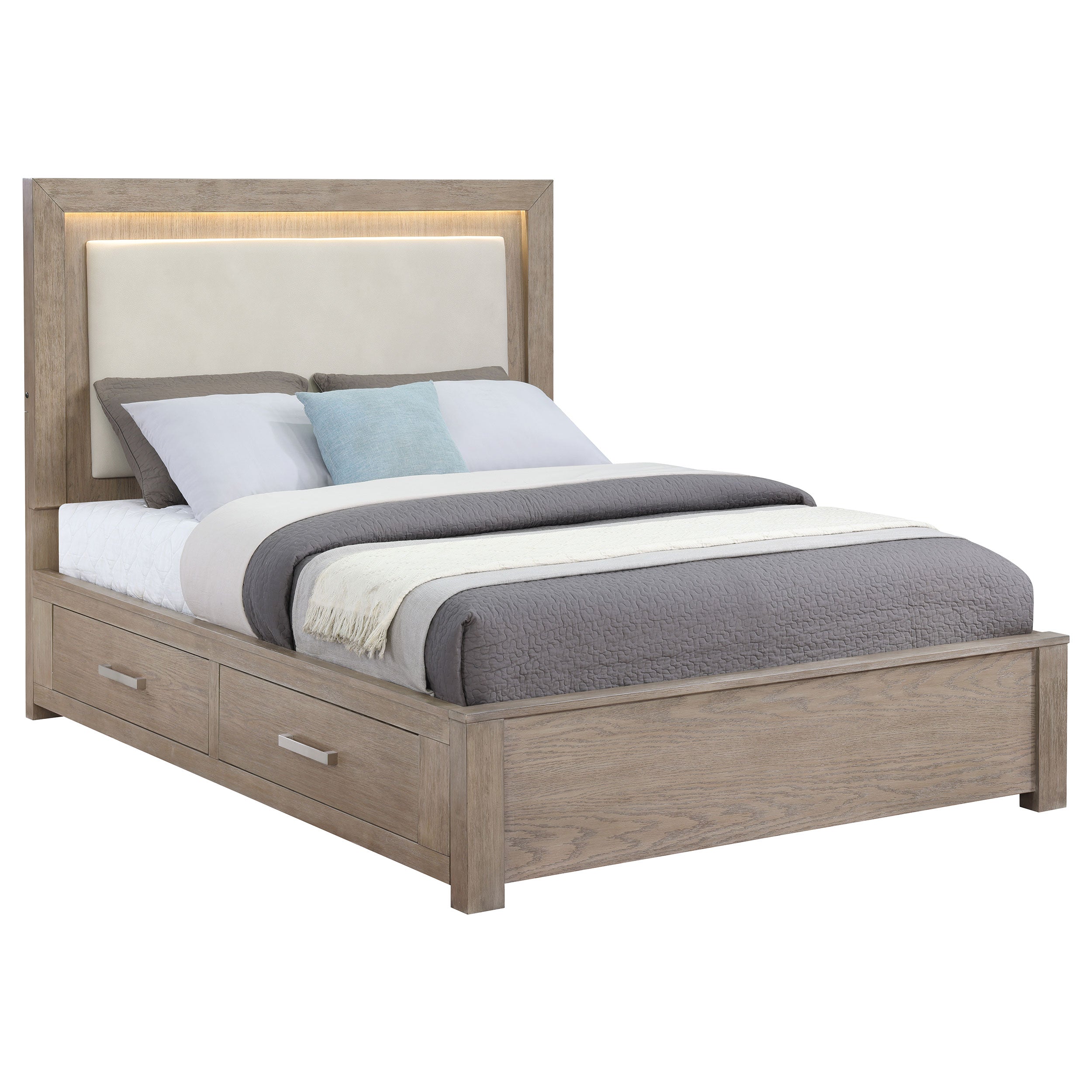 Kenora Panel Platform Storage Bed with LED Lighting - Ideal Furniture (Fresno,CA)