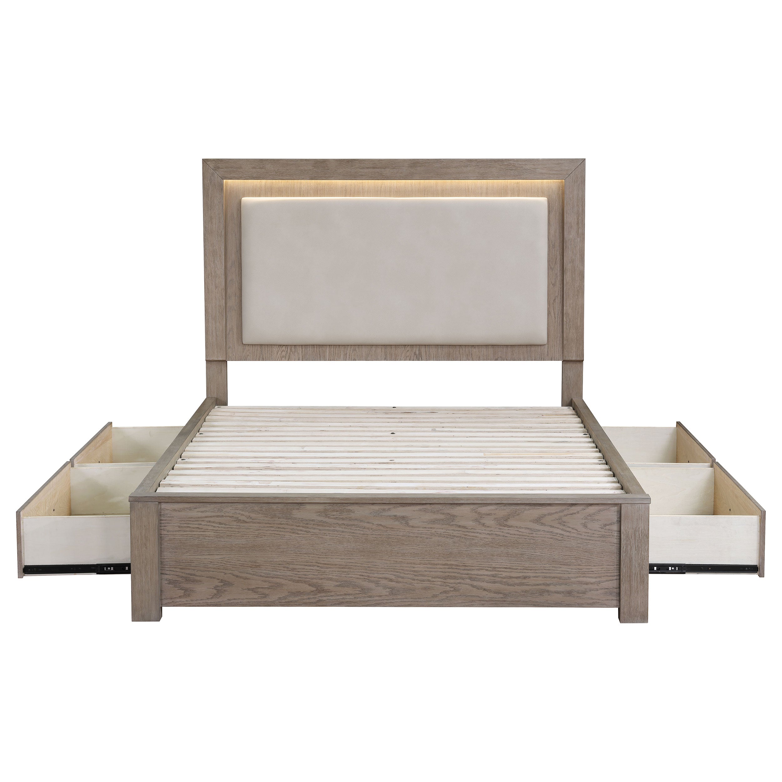 Kenora Panel Platform Storage Bed with LED Lighting - Ideal Furniture (Fresno,CA)