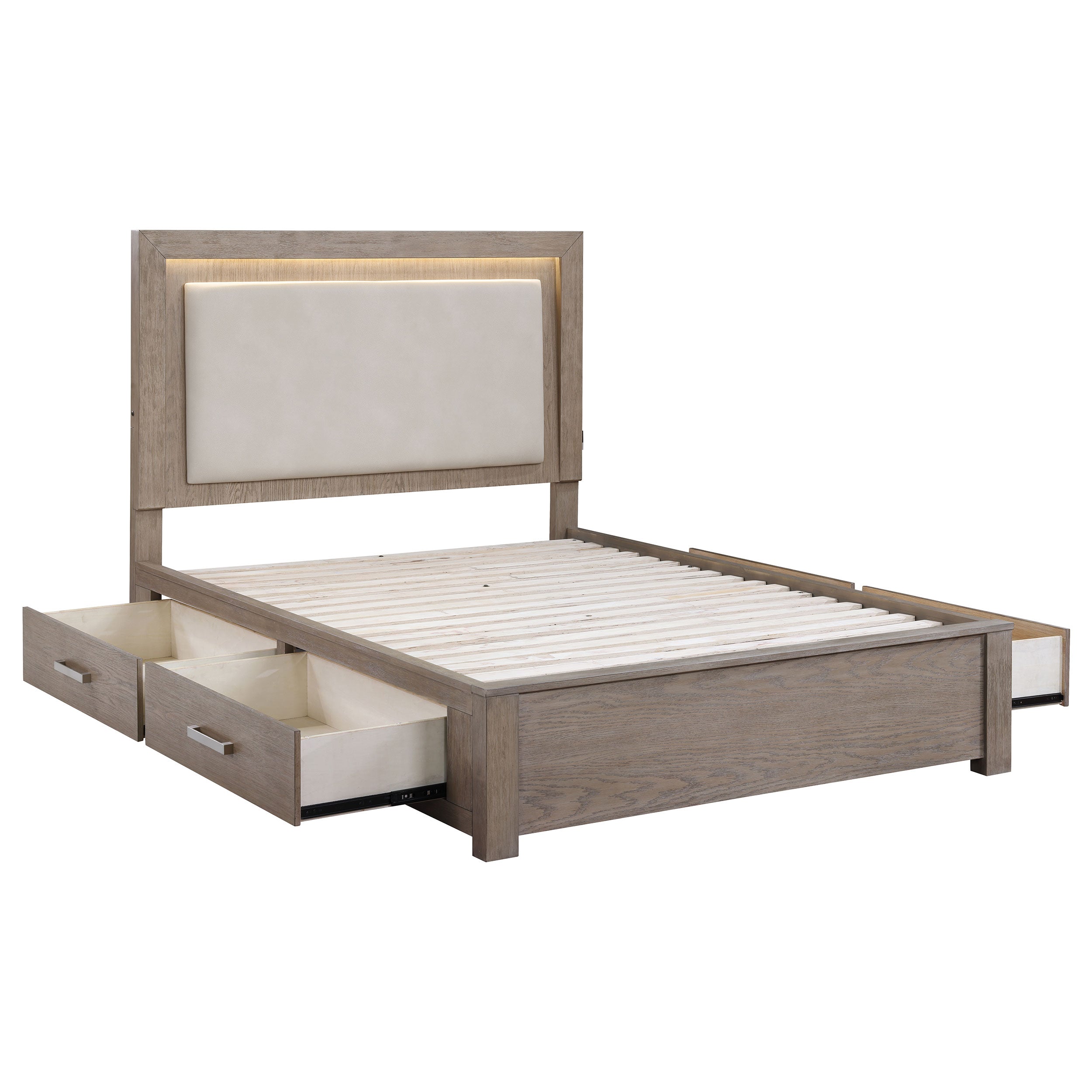 Kenora Panel Platform Storage Bed with LED Lighting - Ideal Furniture (Fresno,CA)