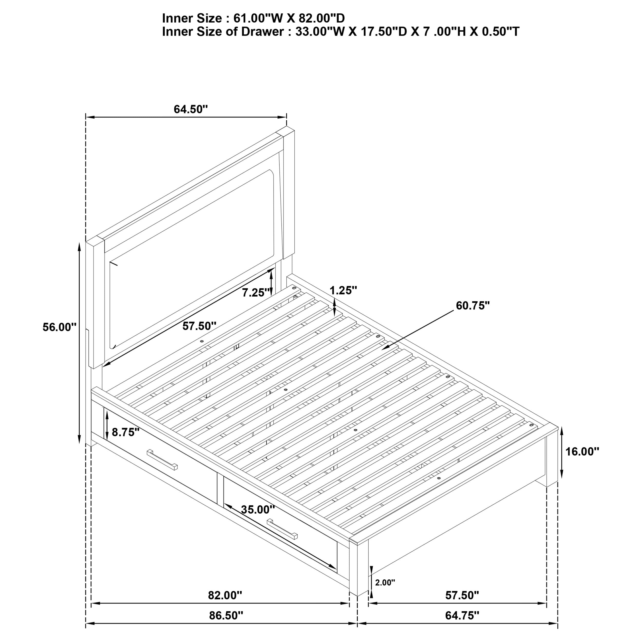 Kenora Panel Platform Storage Bed with LED Lighting - Ideal Furniture (Fresno,CA)