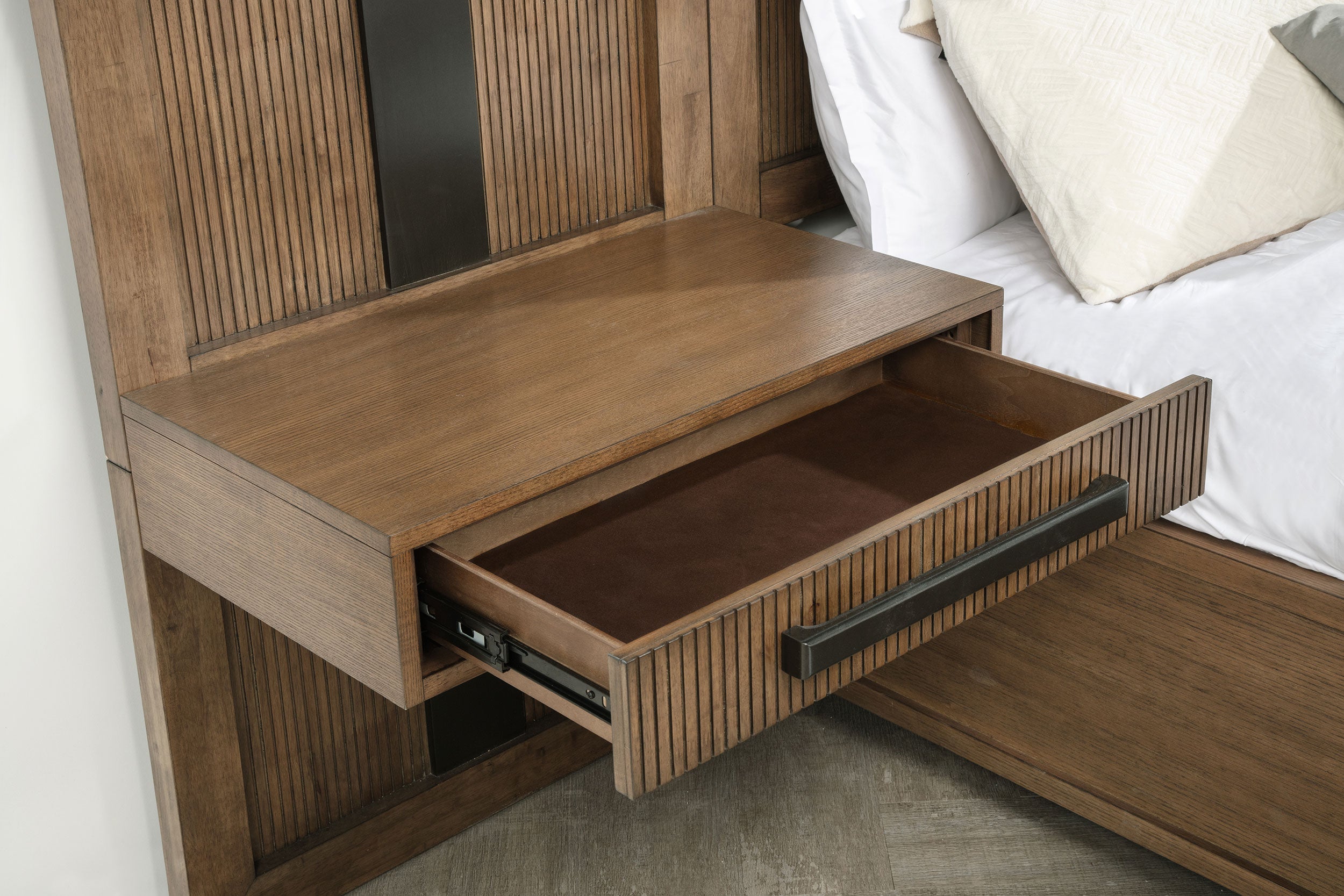 Terrace Wall Panel Platform Storage Bed with Attached Nightstands - Ideal Furniture (Fresno,CA)