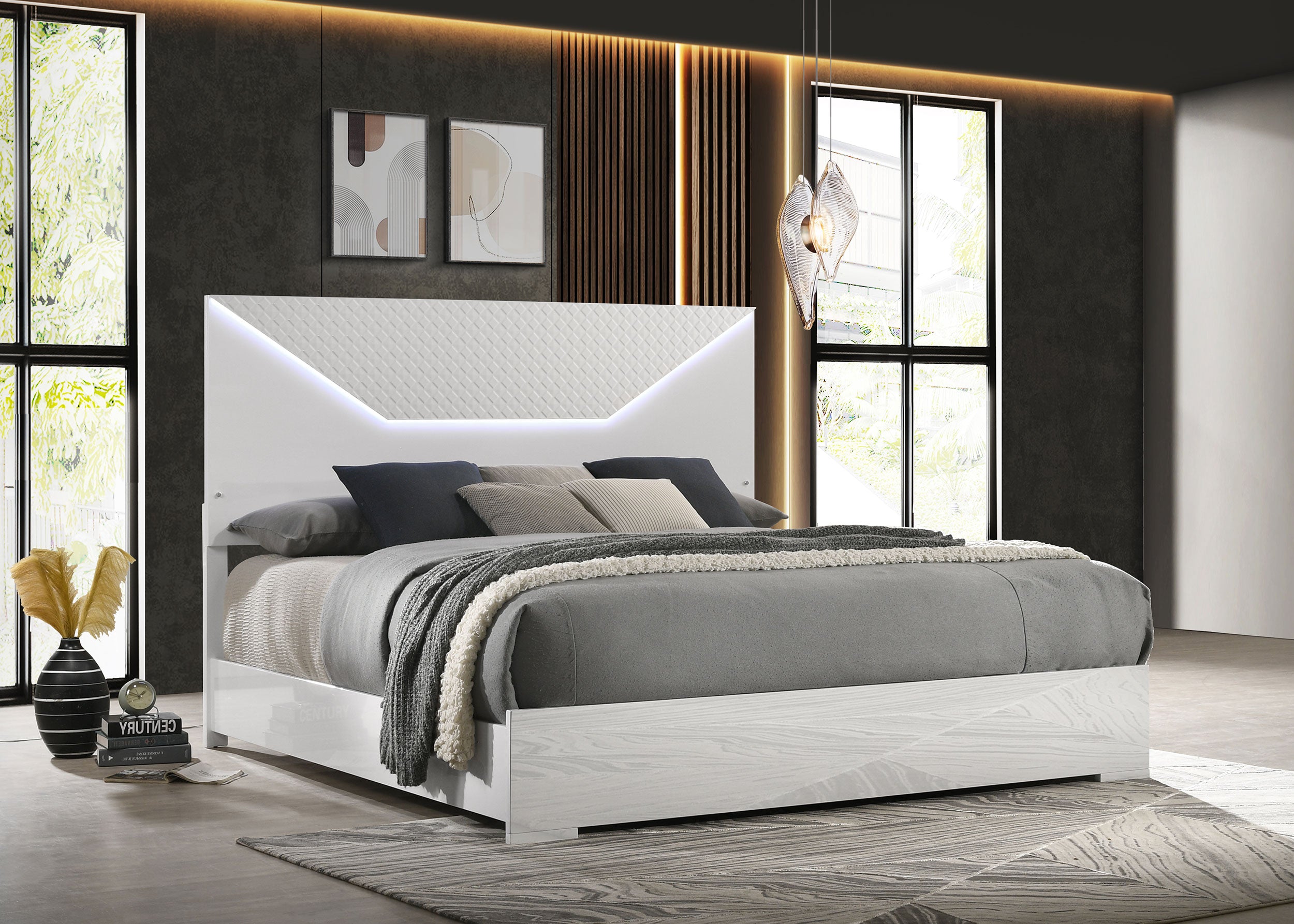 Ives Panel Bed with LED Lighting - Ideal Furniture (Fresno,CA)