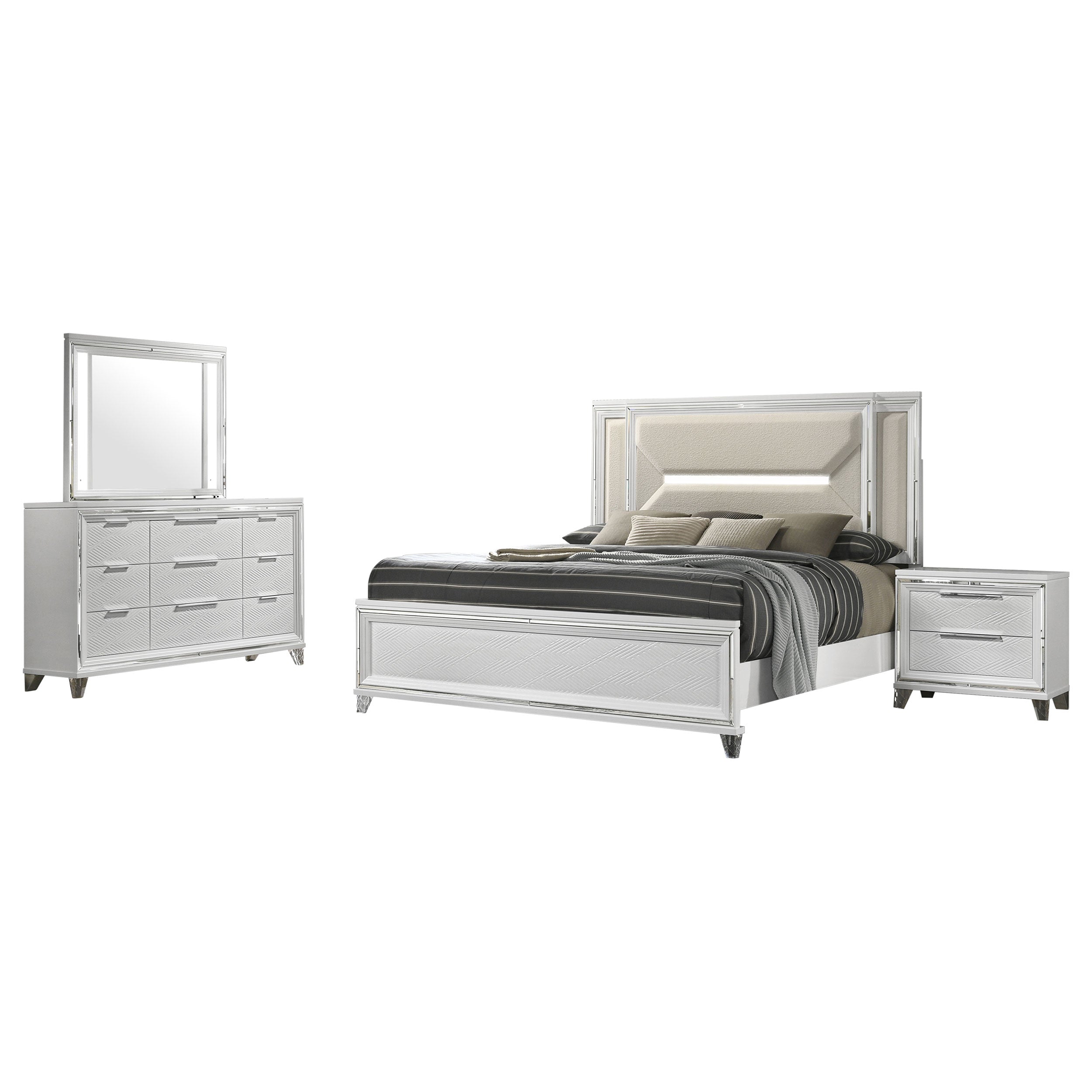 Marmore 4 & 5 Pc E.king, Cal.king, & Queen Bedroom Set - Ideal Furniture (Fresno,CA)