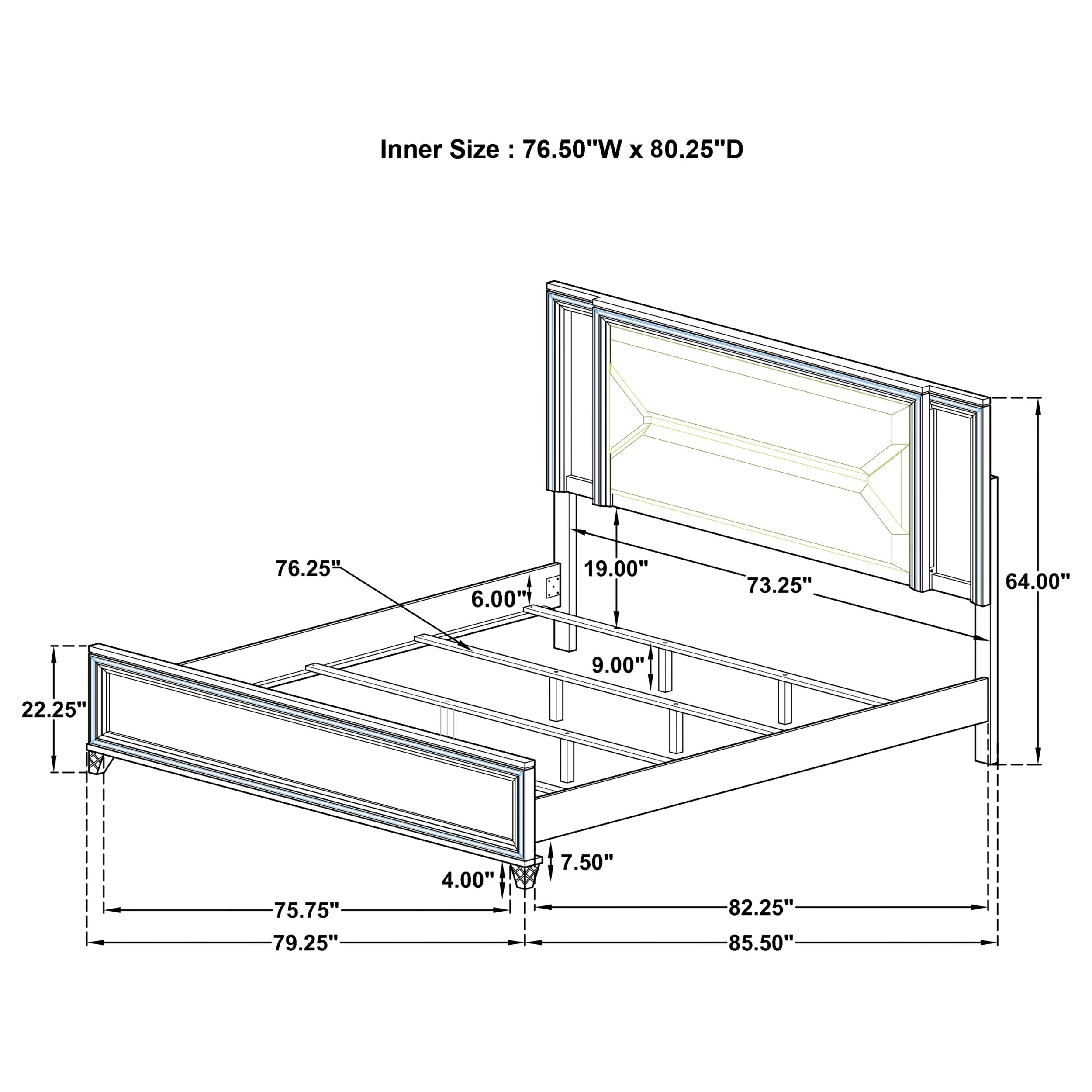 Marmore Panel Bed with LED Lighting - Ideal Furniture (Fresno,CA)