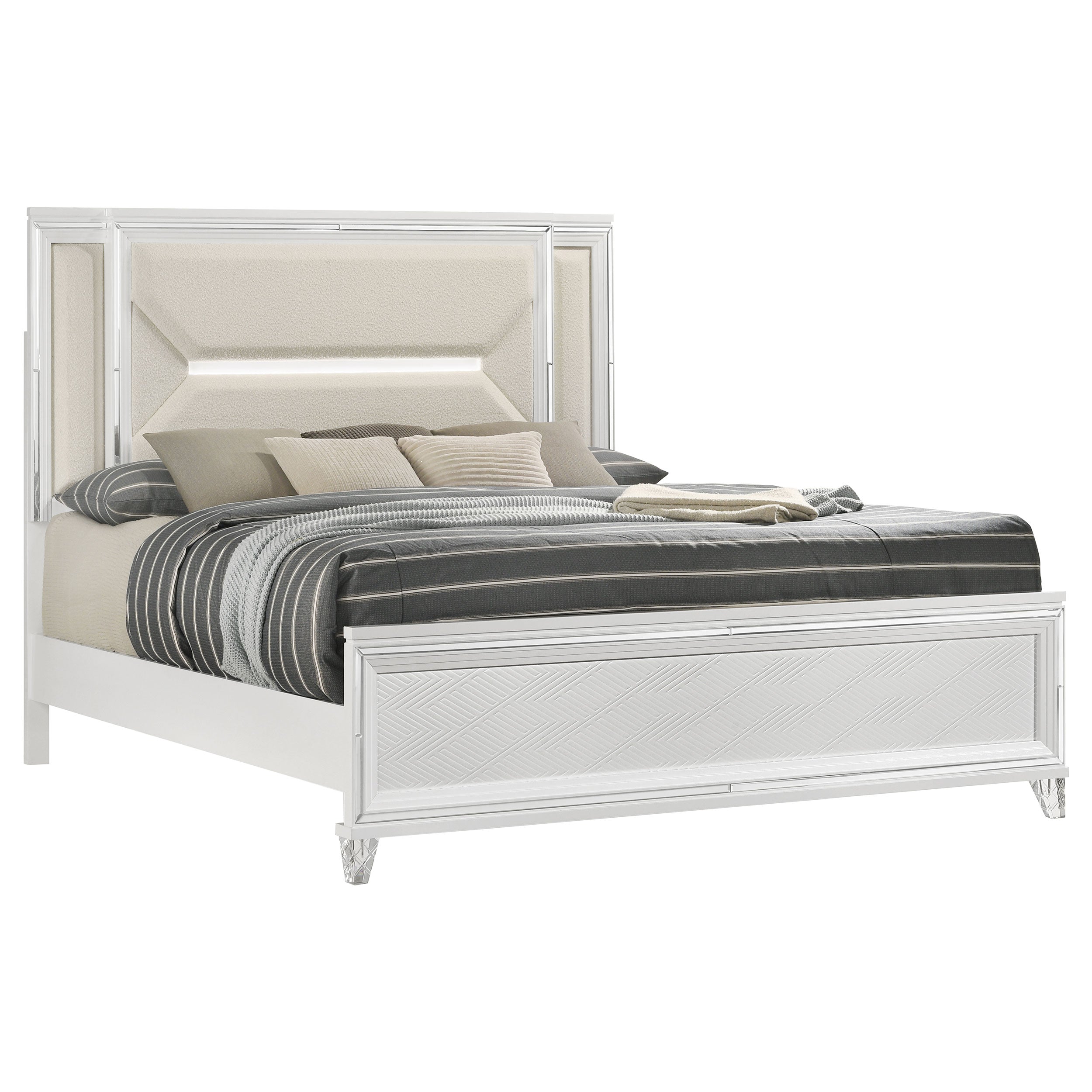 Marmore Panel Bed with LED Lighting - Ideal Furniture (Fresno,CA)