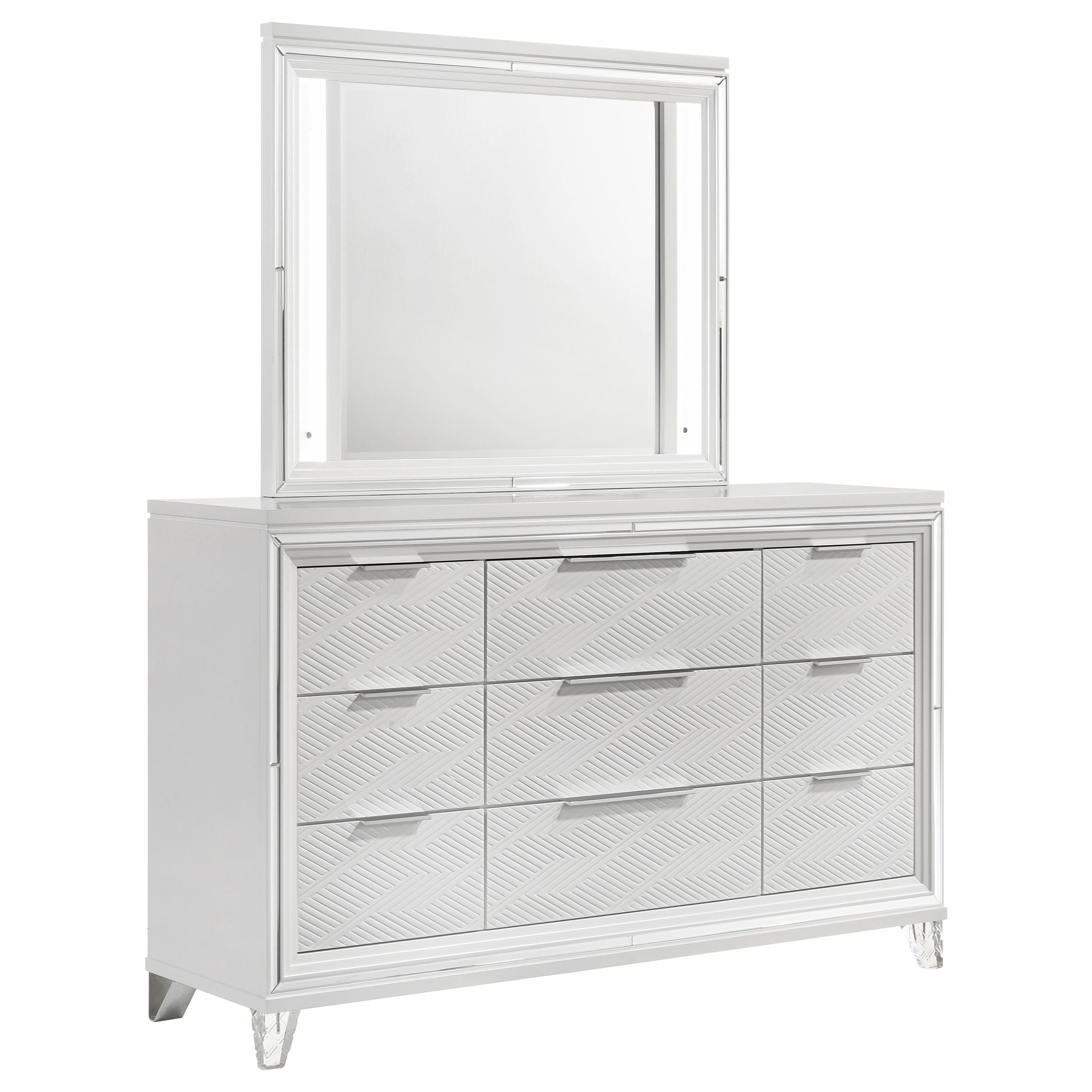 Marmore Dresser with Mirror - Ideal Furniture (Fresno,CA)