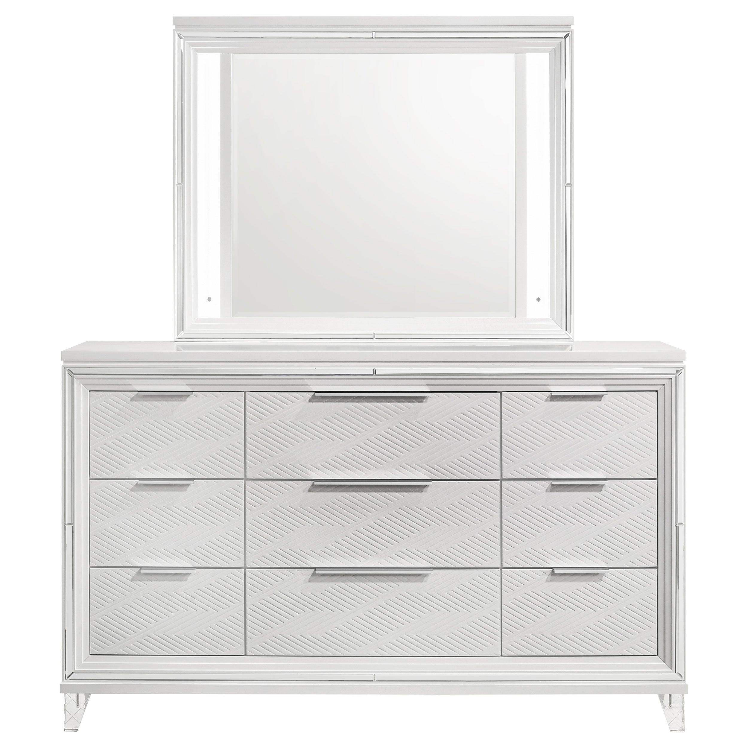 Marmore Dresser with Mirror - Ideal Furniture (Fresno,CA)