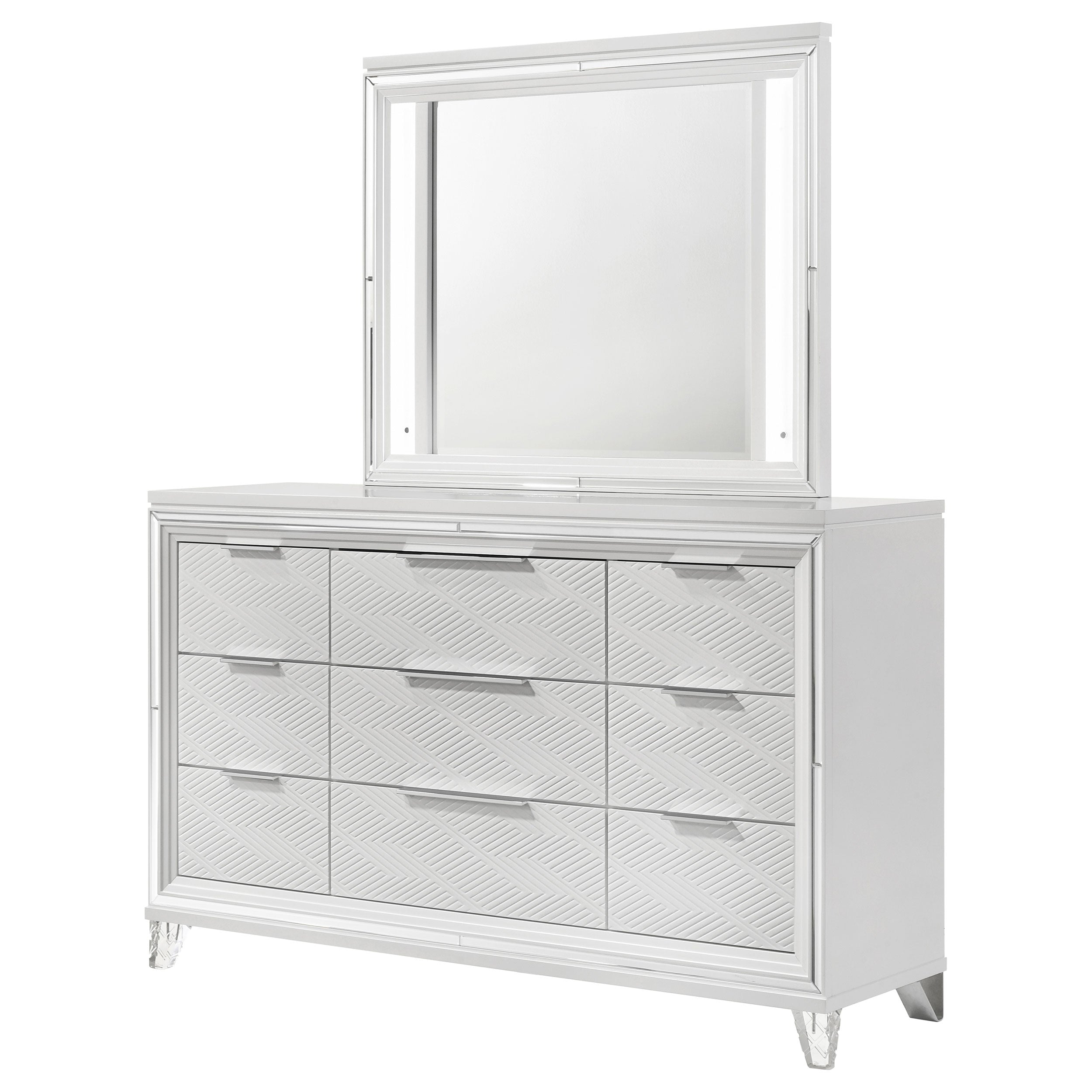 Marmore Dresser with Mirror - Ideal Furniture (Fresno,CA)