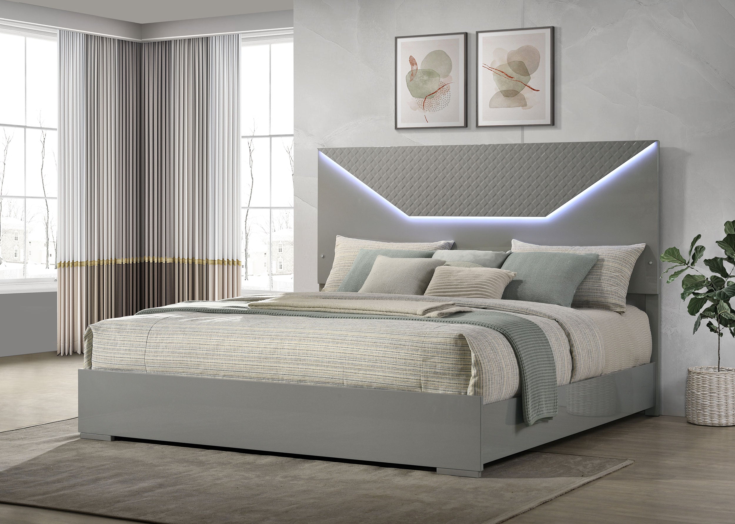Ives Panel Bed with LED Lighting - Ideal Furniture (Fresno,CA)