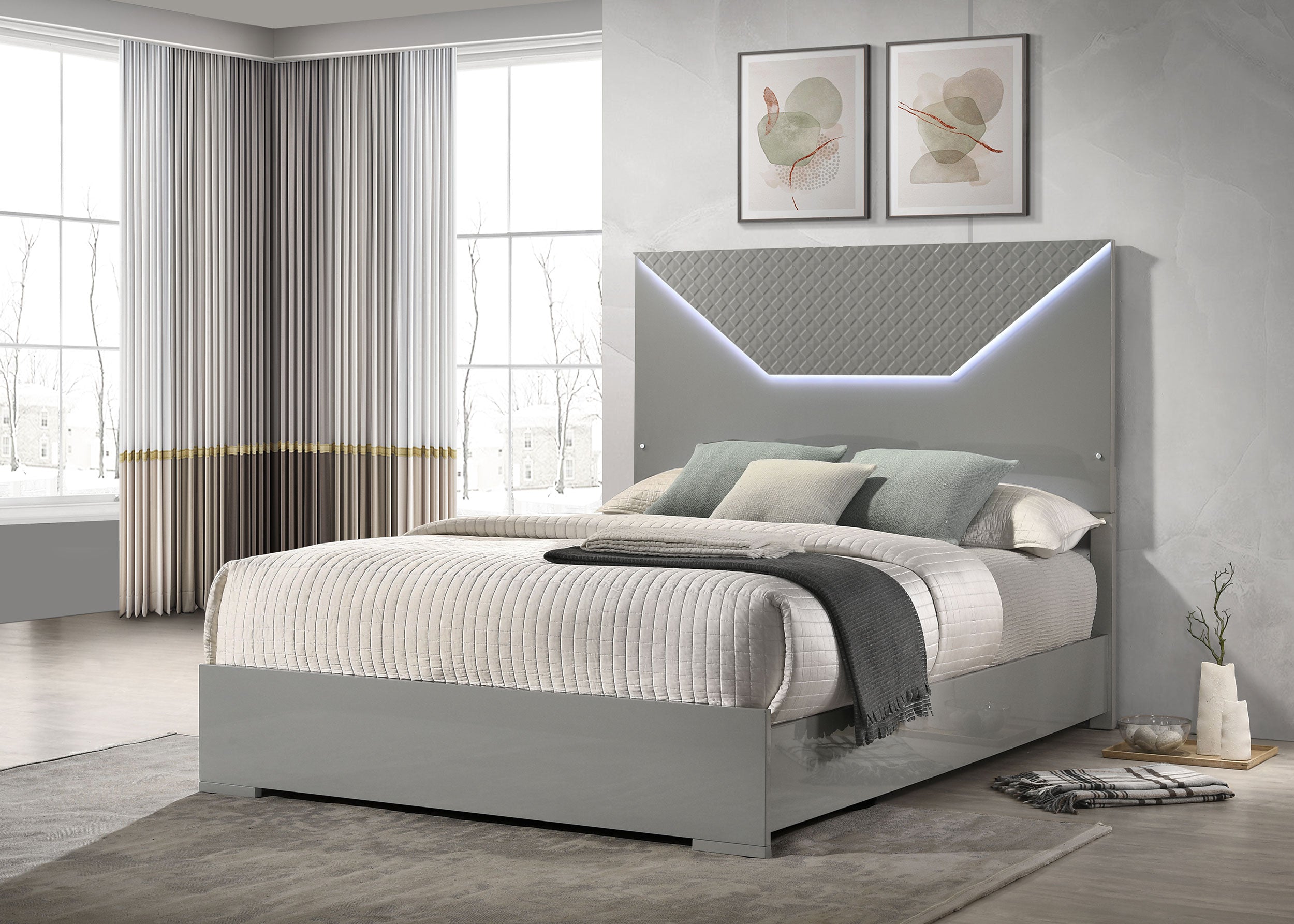 Ives Panel Bed with LED Lighting - Ideal Furniture (Fresno,CA)