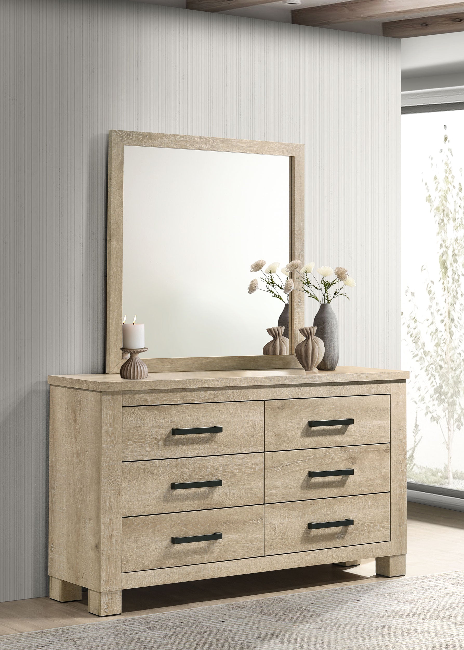 Oakglen Dresser with Mirror - Ideal Furniture (Fresno,CA)