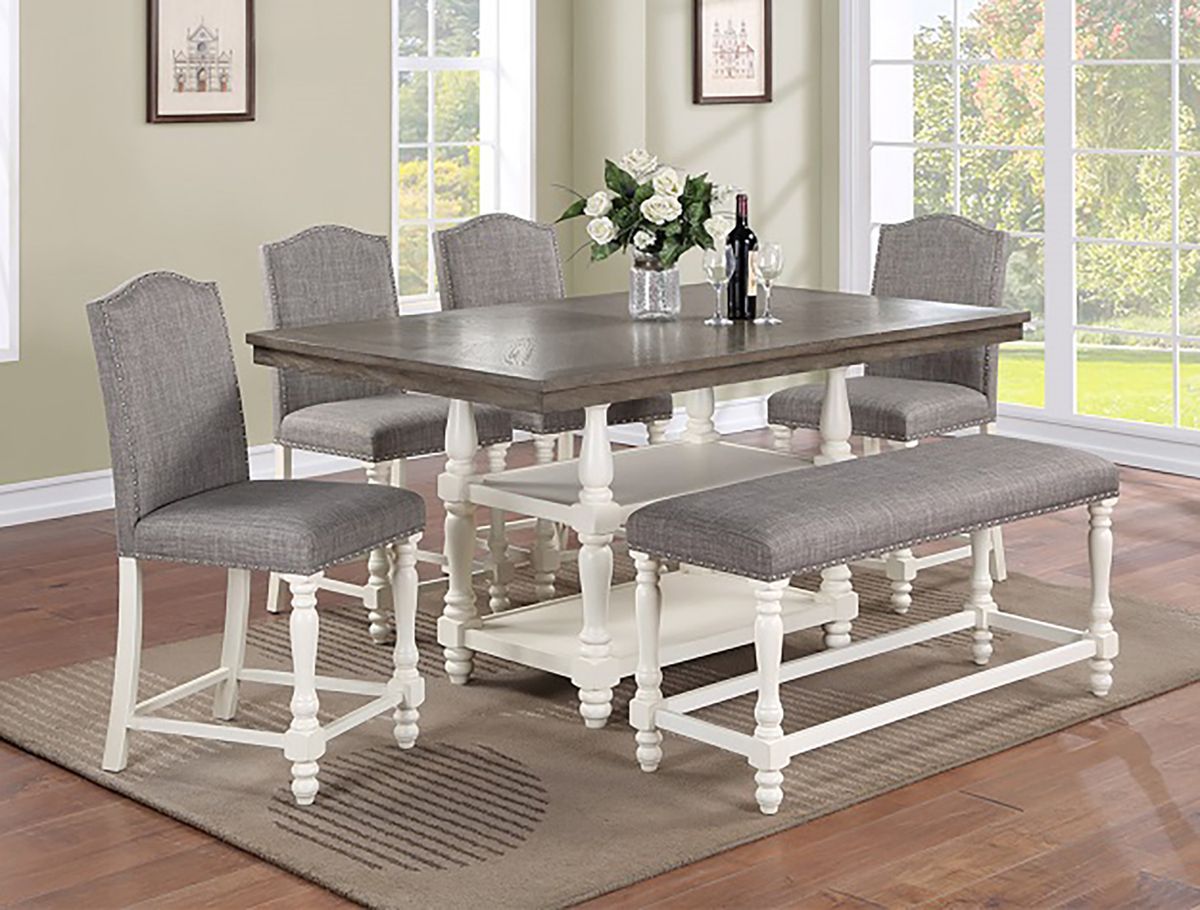 Crown Mark Furniture Langley Counter Height Chair in Gray (Set of 2) - Ideal Furniture (Fresno,CA)