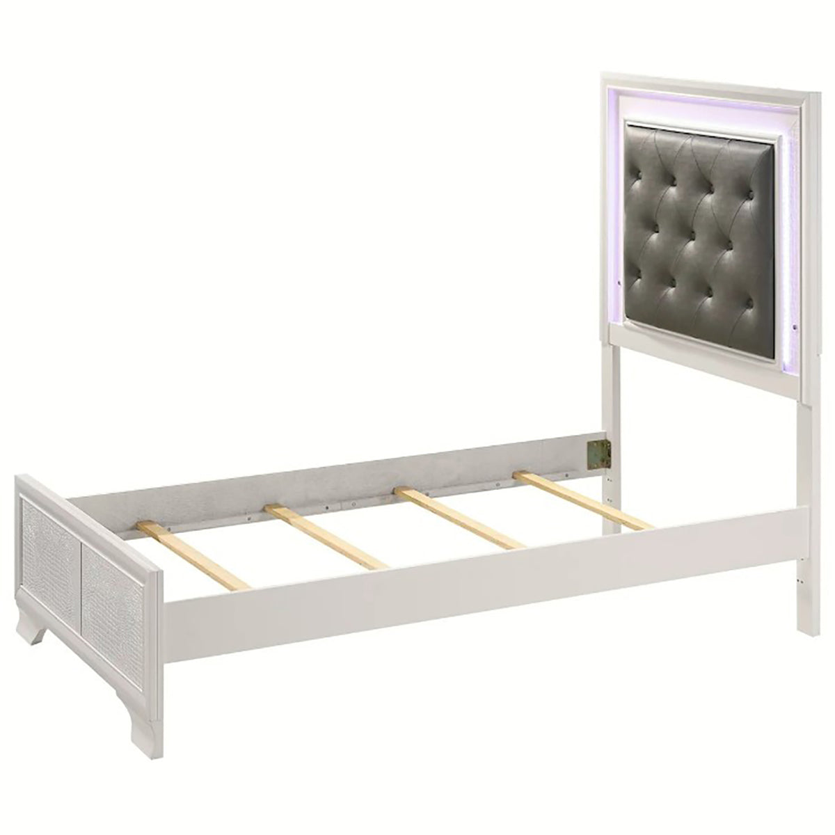 Crown Mark Furniture Lyssa Twin Upholstered Bed in White B4310-T - Ideal Furniture (Fresno,CA)