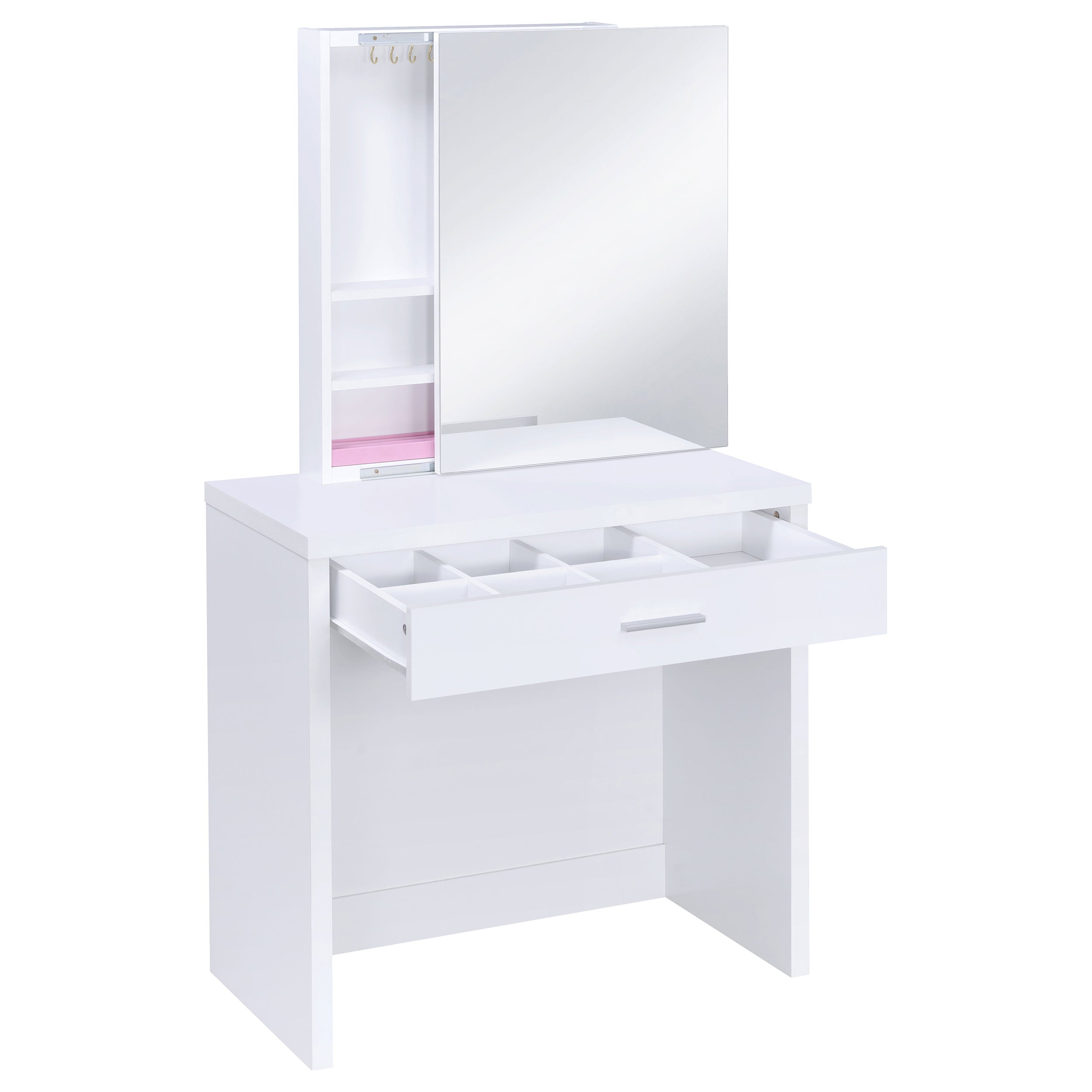 Harvey Makeup Vanity Table with Mirror and Stool - Ideal Furniture (Fresno,CA)