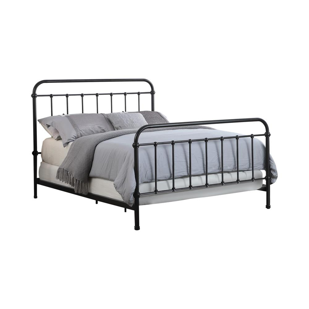 Livingston California King, E.King, & Queen Panel Metal Bed Dark Bronze - Ideal Furniture (Fresno,CA)