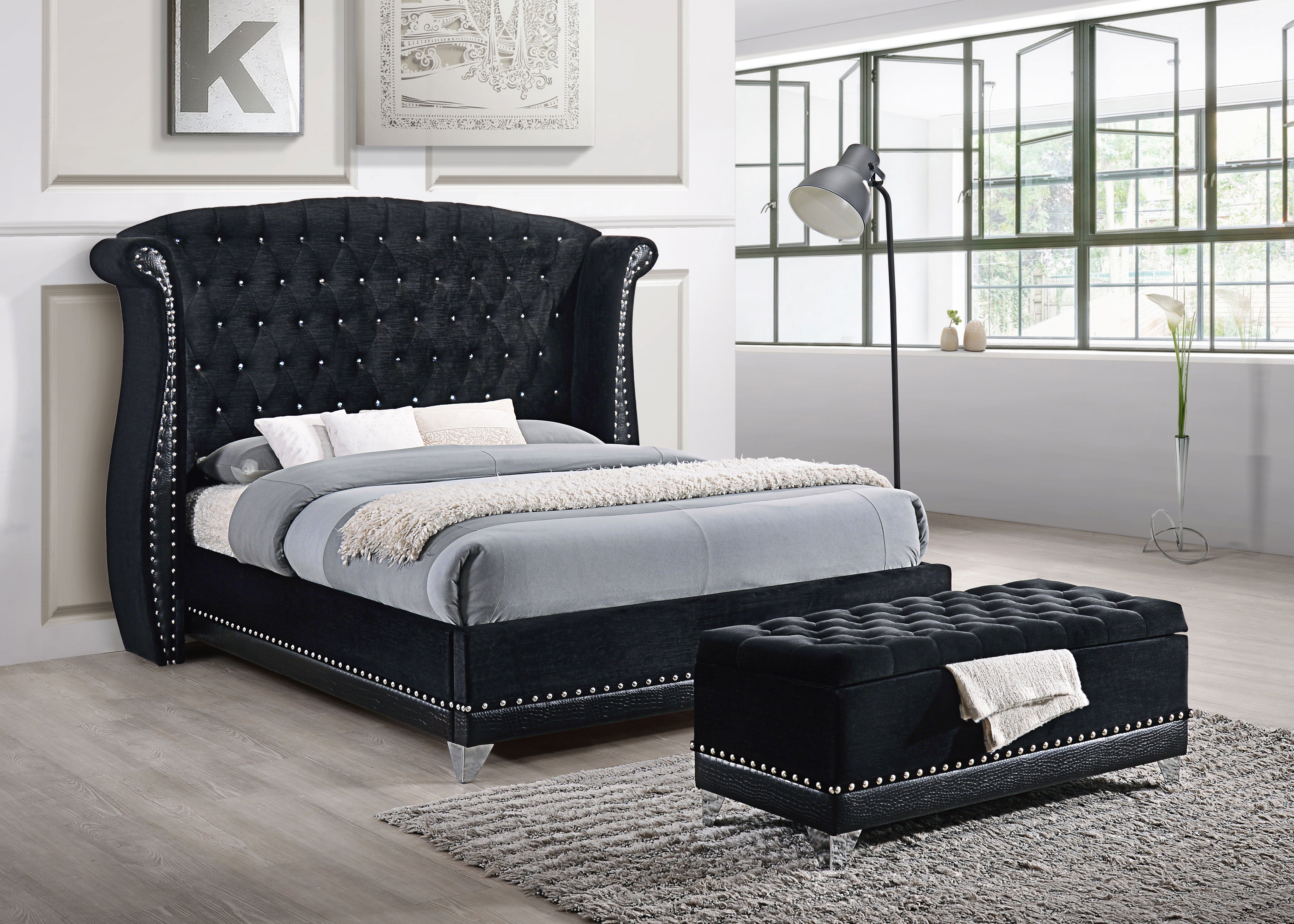 Barzini Wingback Platform Bed - Ideal Furniture (Fresno,CA)