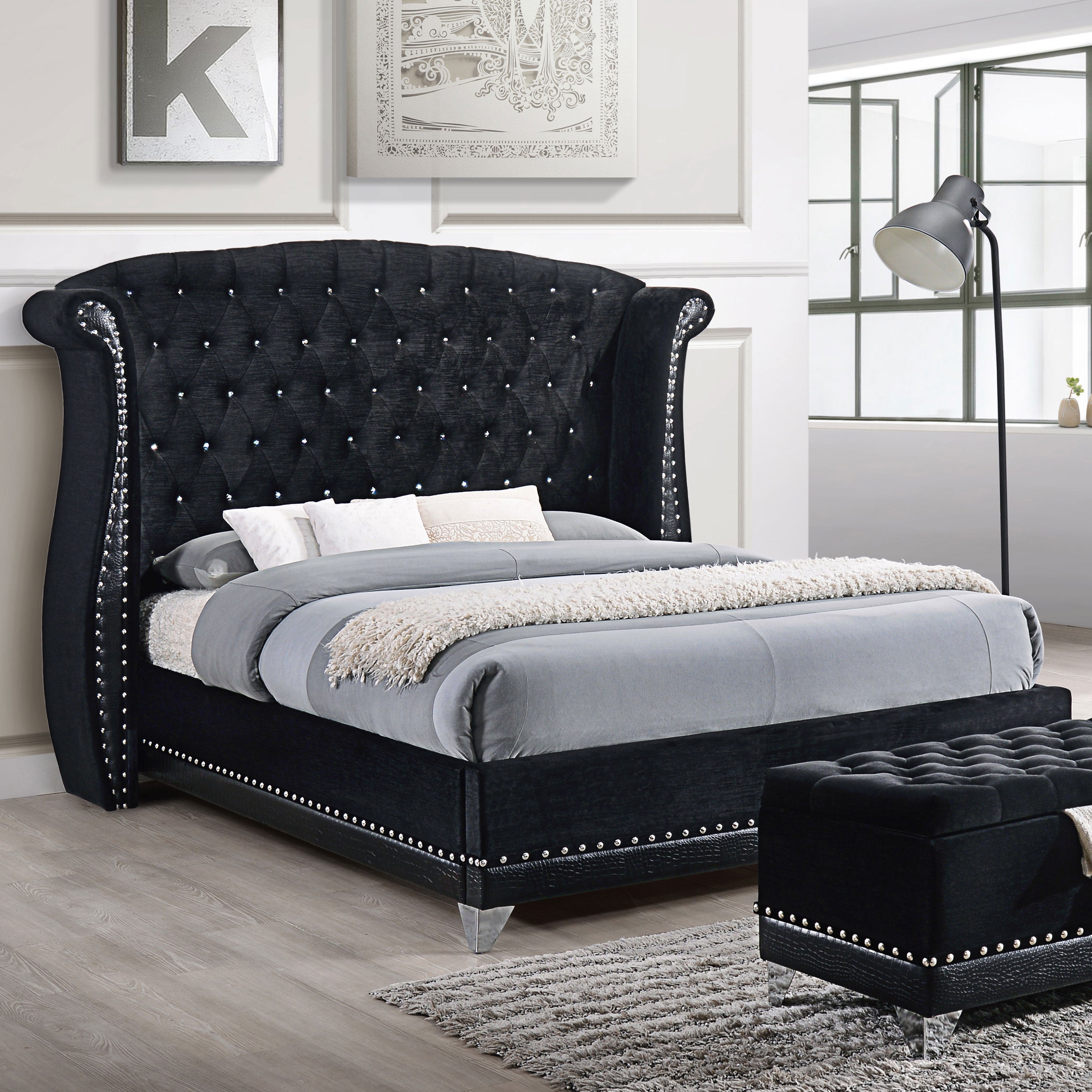 Barzini Wingback Platform Bed - Ideal Furniture (Fresno,CA)