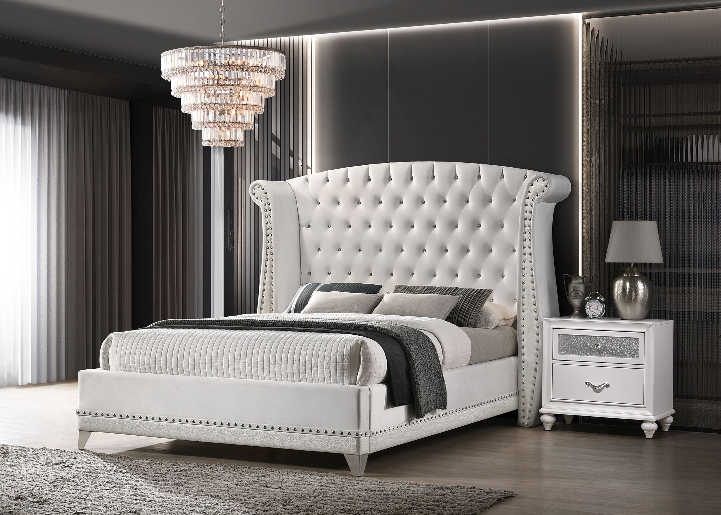 Barzini Wingback Platform Bed - Ideal Furniture (Fresno,CA)
