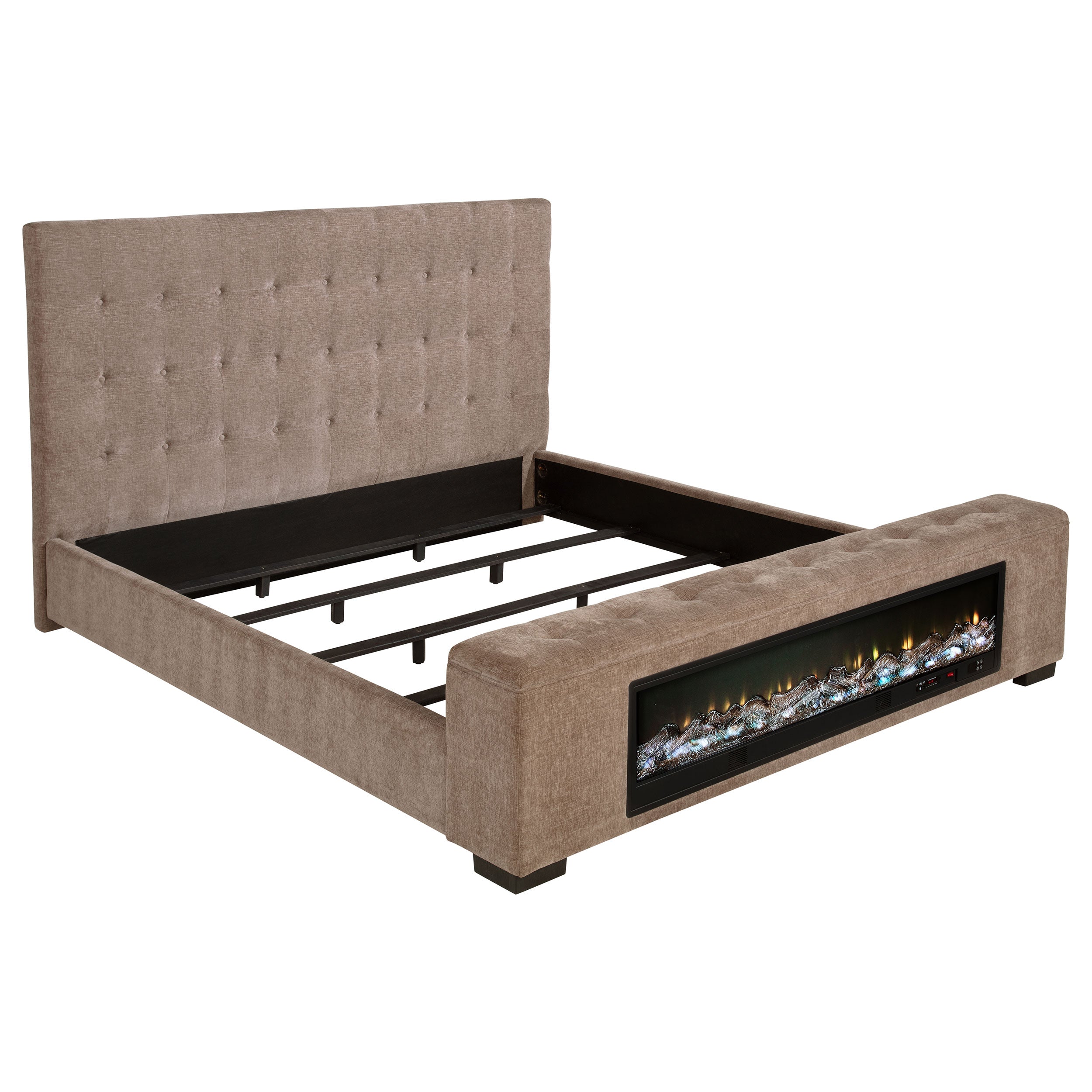 Senna Panel Bed with Bluetooth Speaker and Flame Visualizer - Ideal Furniture (Fresno,CA)
