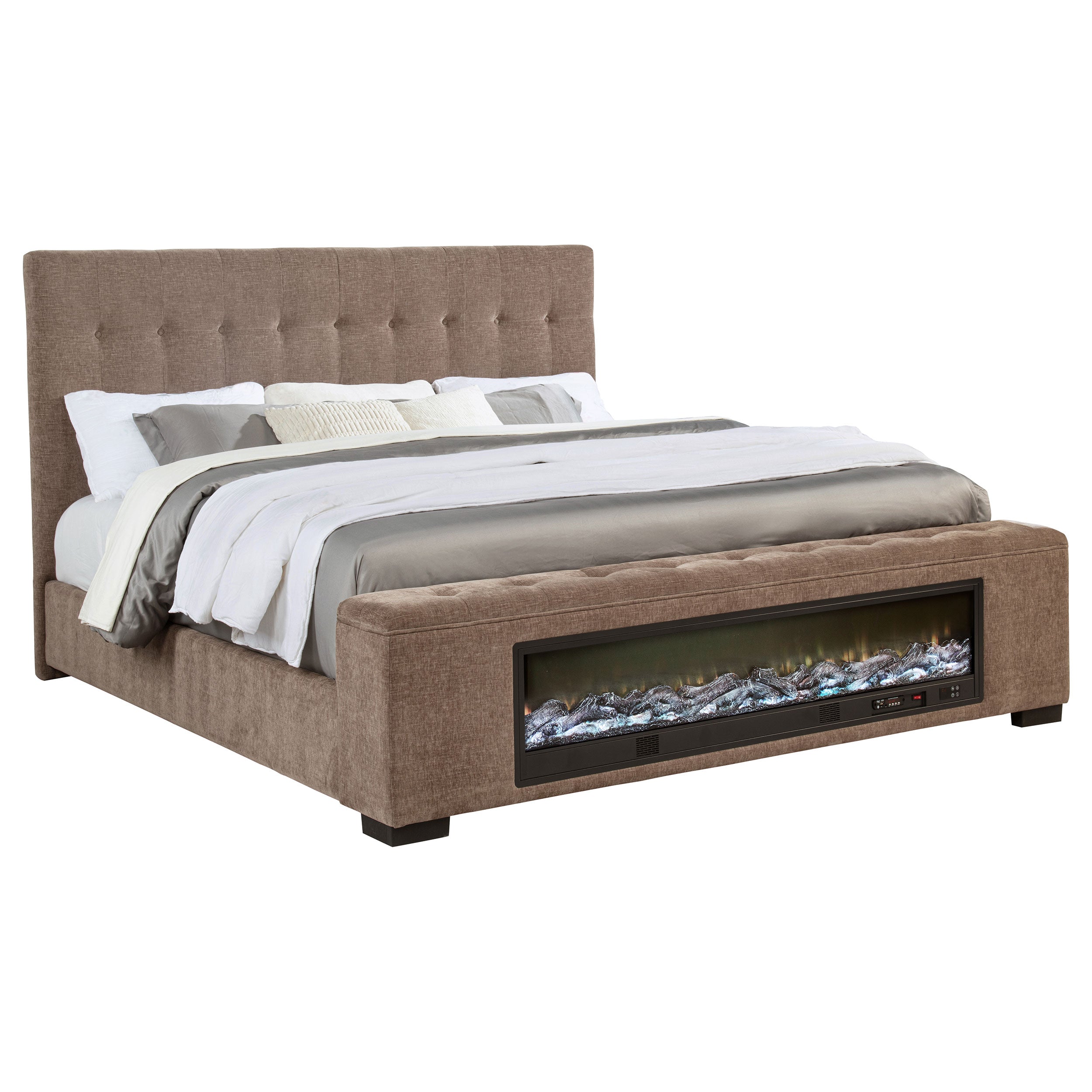 Senna Panel Bed with Bluetooth Speaker and Flame Visualizer - Ideal Furniture (Fresno,CA)