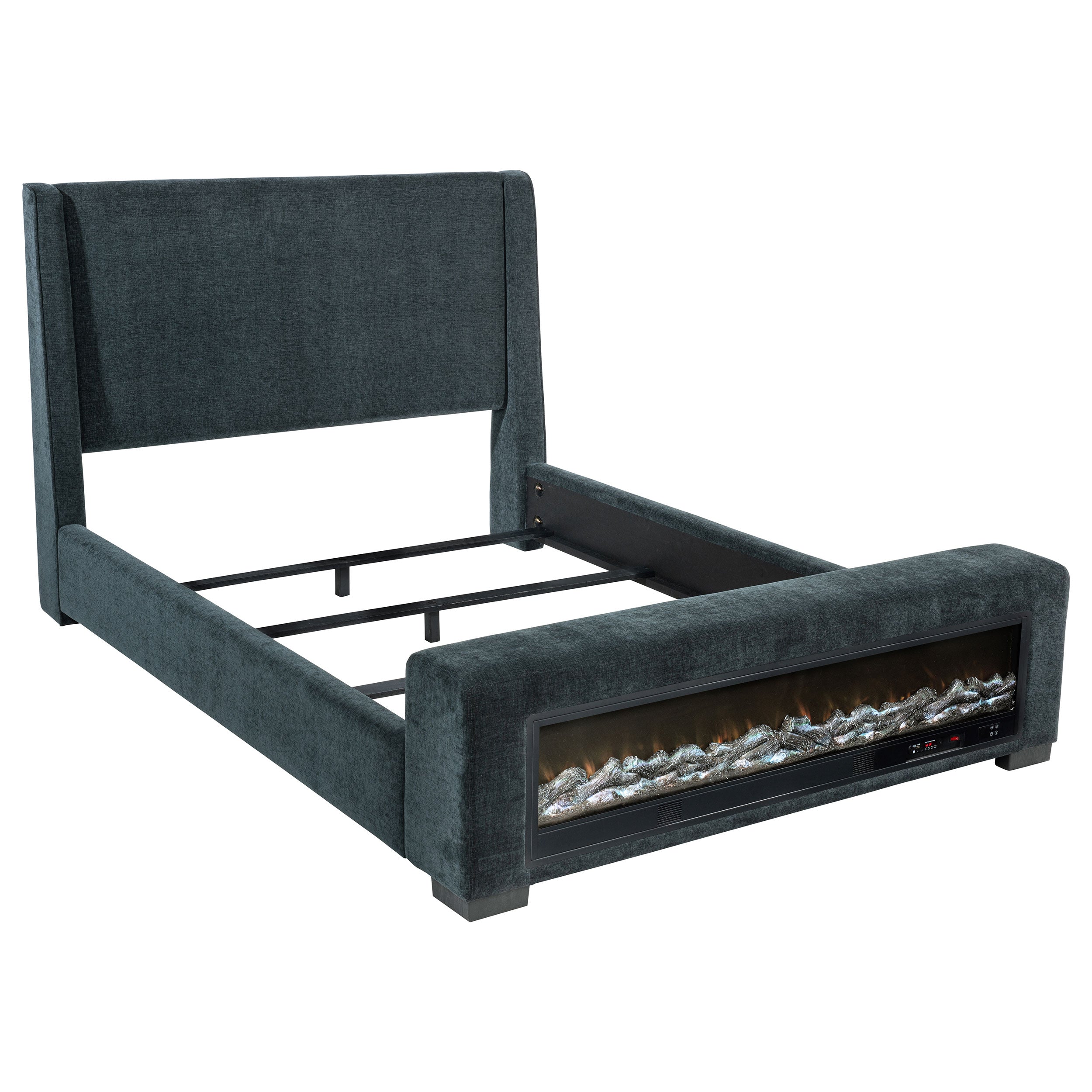 Preston Wingback Bed with Flame Visualizer and Bluetooth Speaker - Ideal Furniture (Fresno,CA)