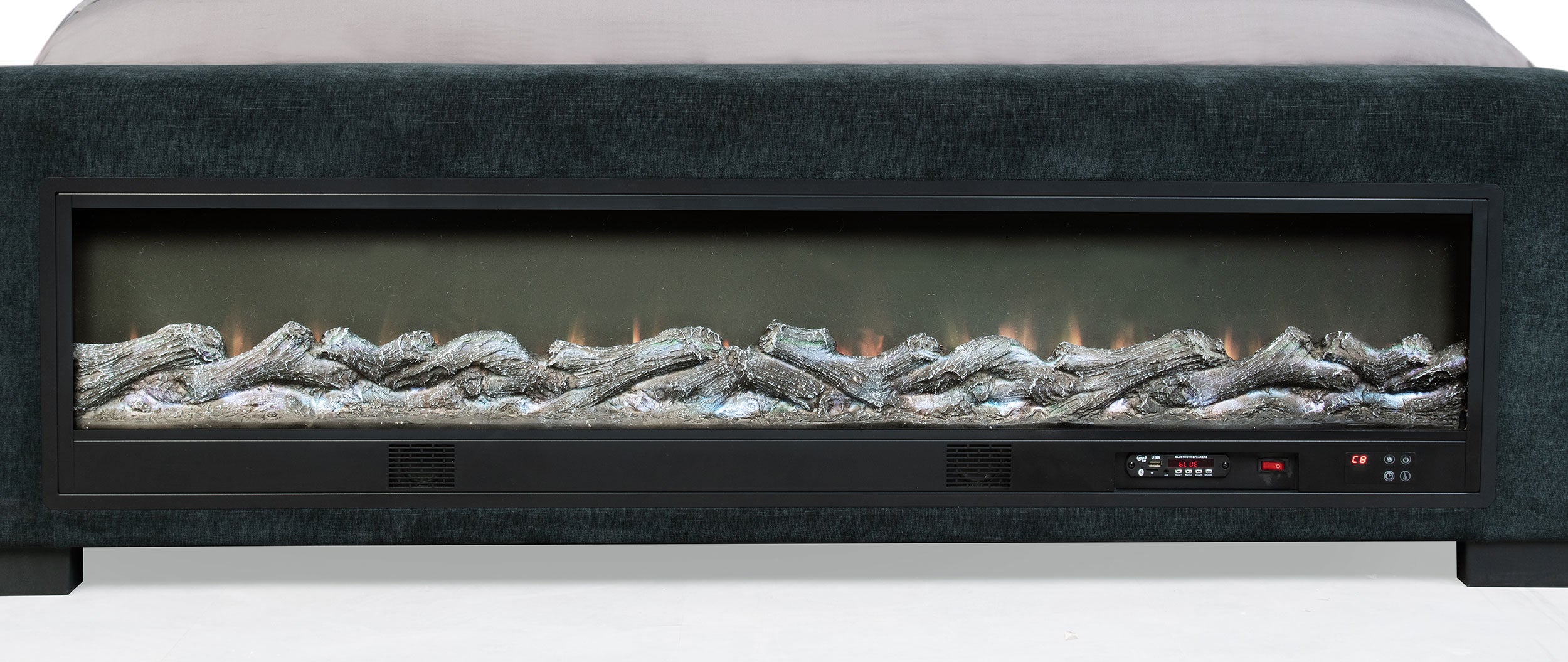 Preston Wingback Bed with Flame Visualizer and Bluetooth Speaker - Ideal Furniture (Fresno,CA)