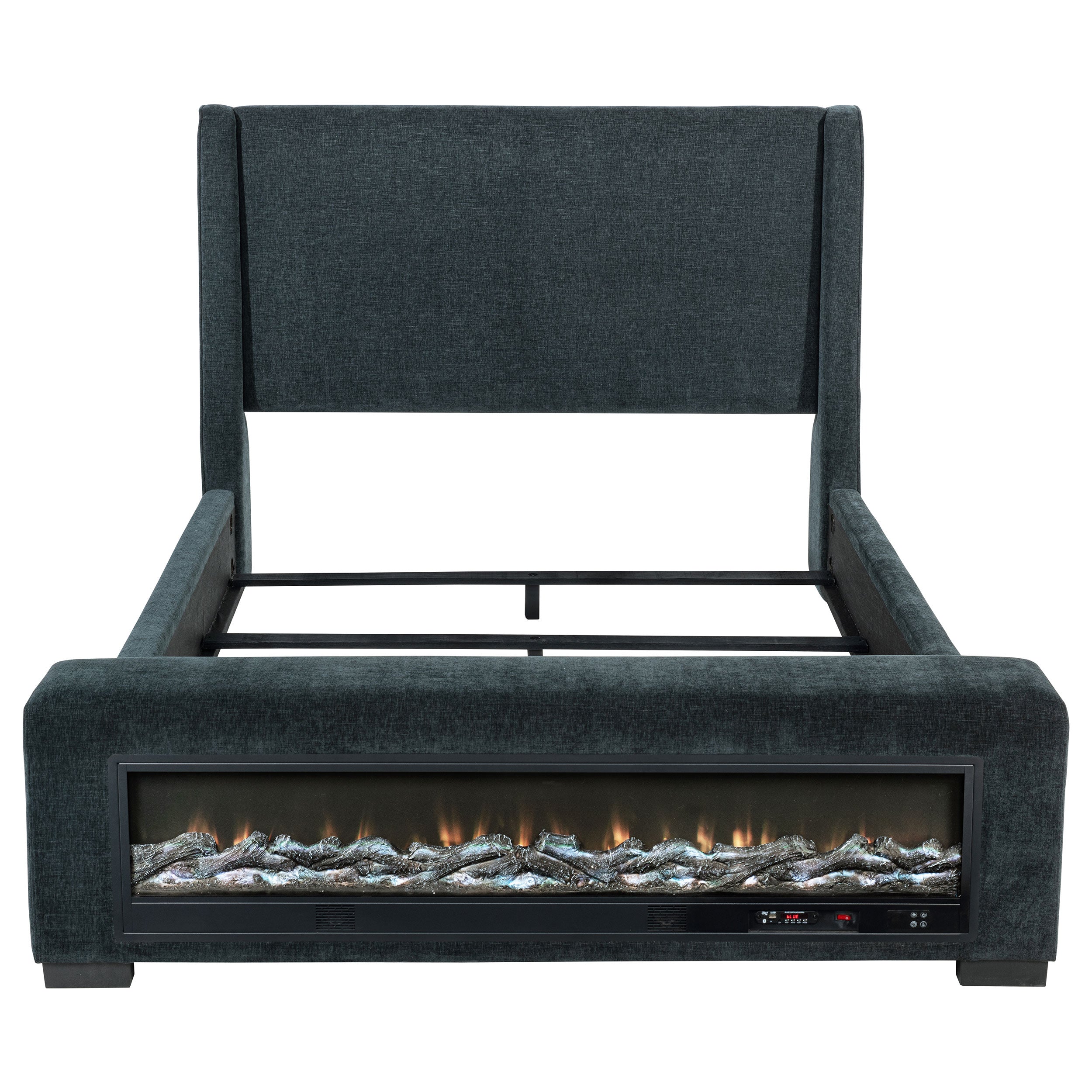 Preston Wingback Bed with Flame Visualizer and Bluetooth Speaker - Ideal Furniture (Fresno,CA)