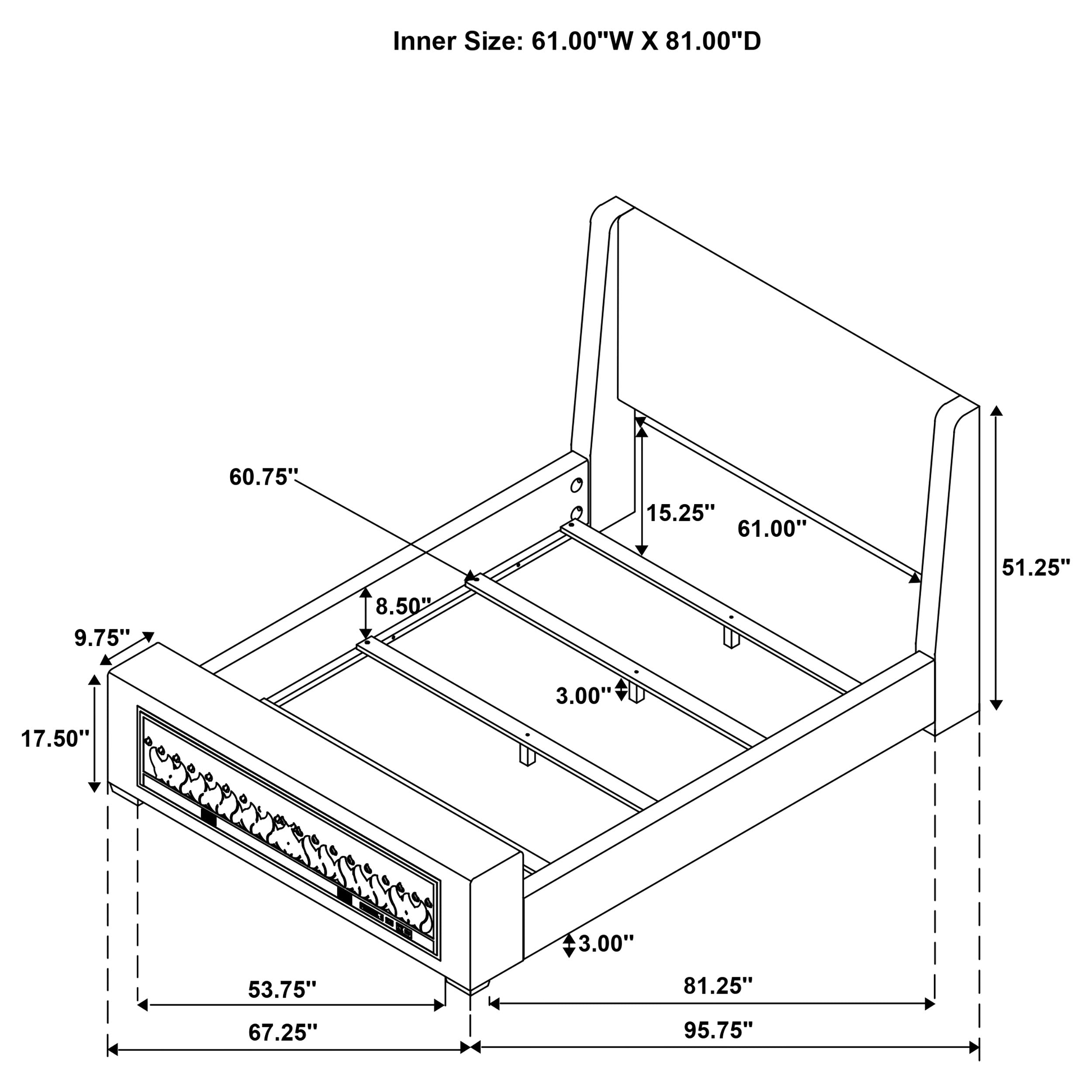 Preston Wingback Bed with Flame Visualizer and Bluetooth Speaker - Ideal Furniture (Fresno,CA)