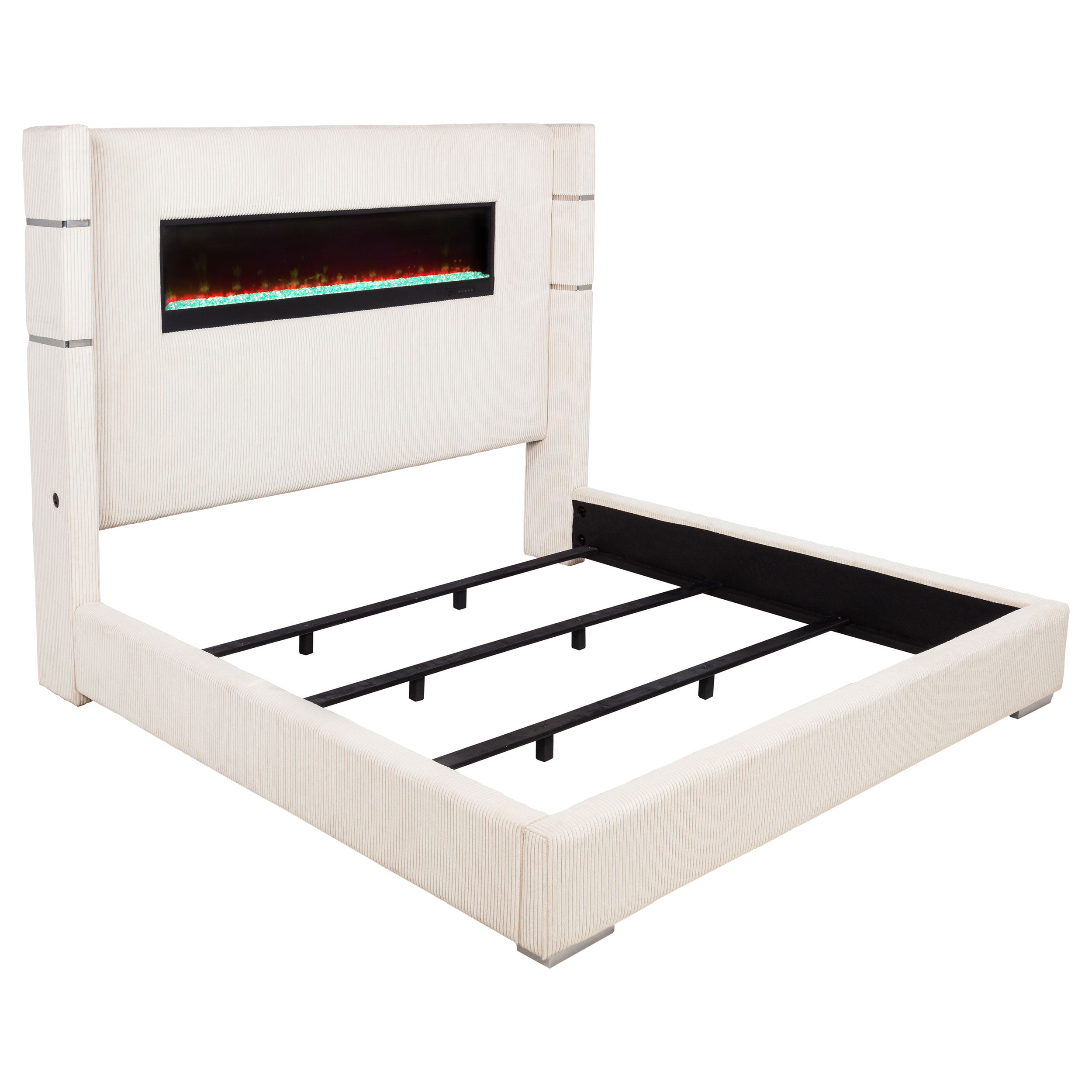 Tisdall Wingback Bed with Flame Visualizer - Ideal Furniture (Fresno,CA)