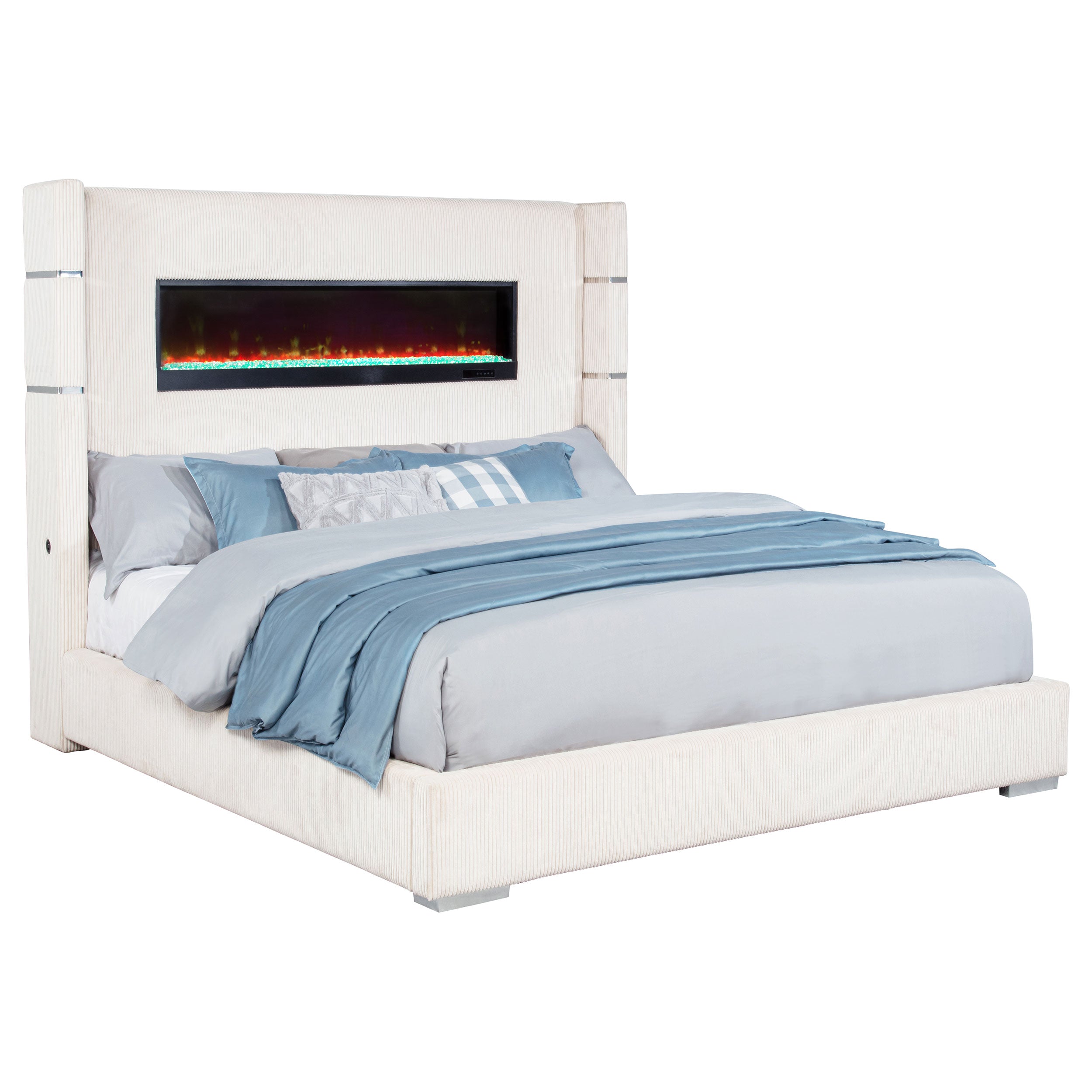 Tisdall Wingback Bed with Flame Visualizer - Ideal Furniture (Fresno,CA)