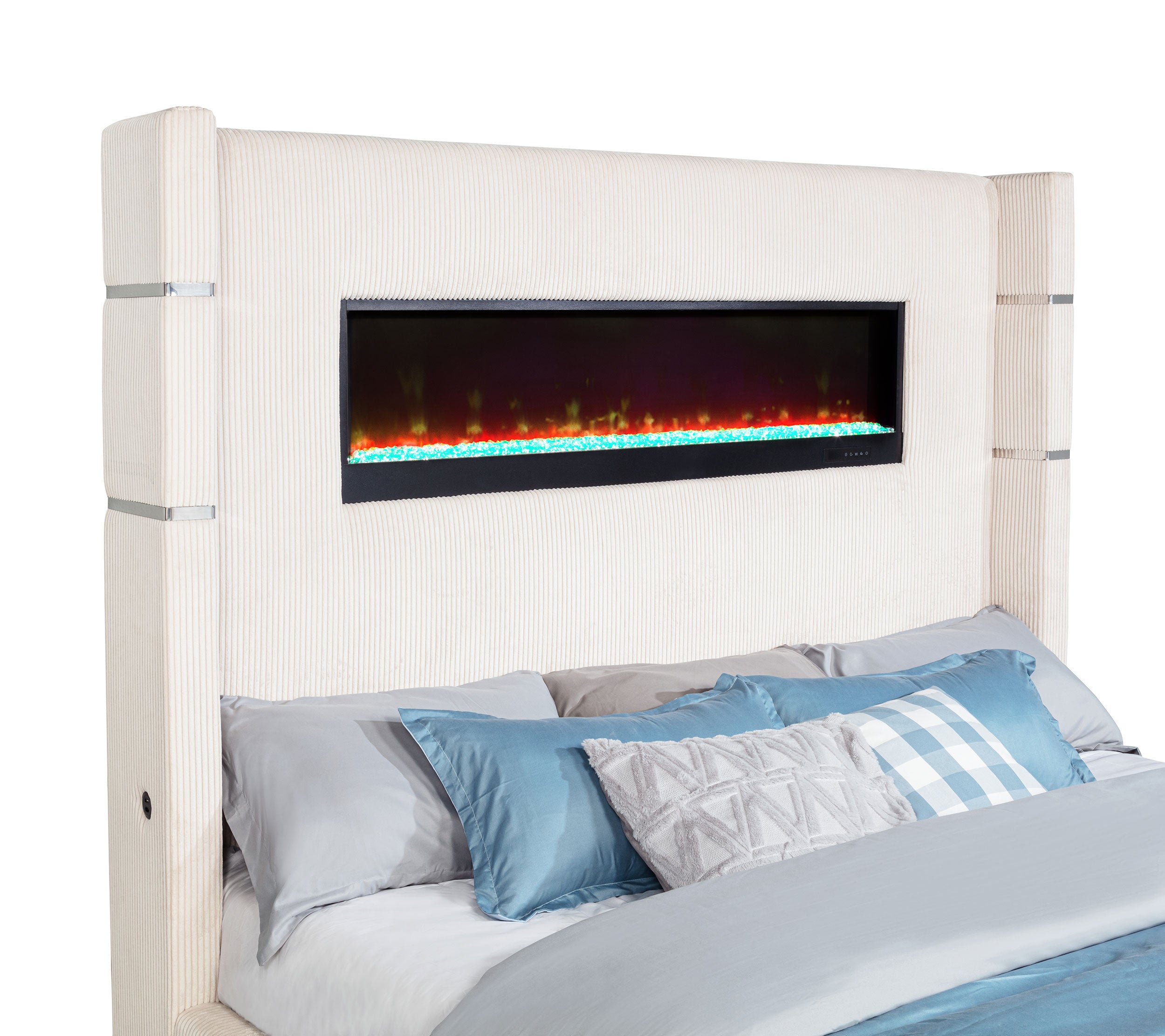 Tisdall Wingback Bed with Flame Visualizer - Ideal Furniture (Fresno,CA)