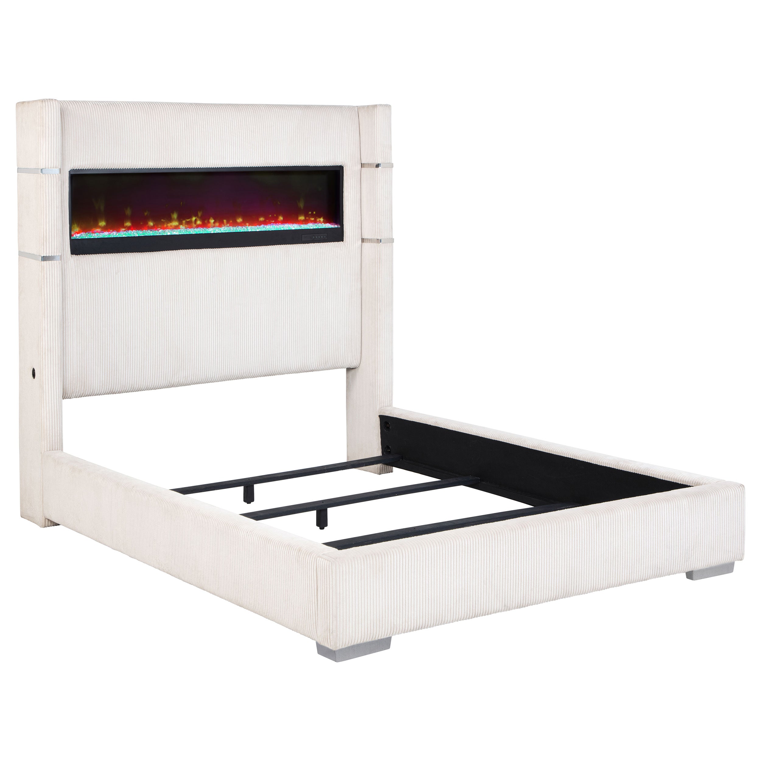 Tisdall Wingback Bed with Flame Visualizer - Ideal Furniture (Fresno,CA)