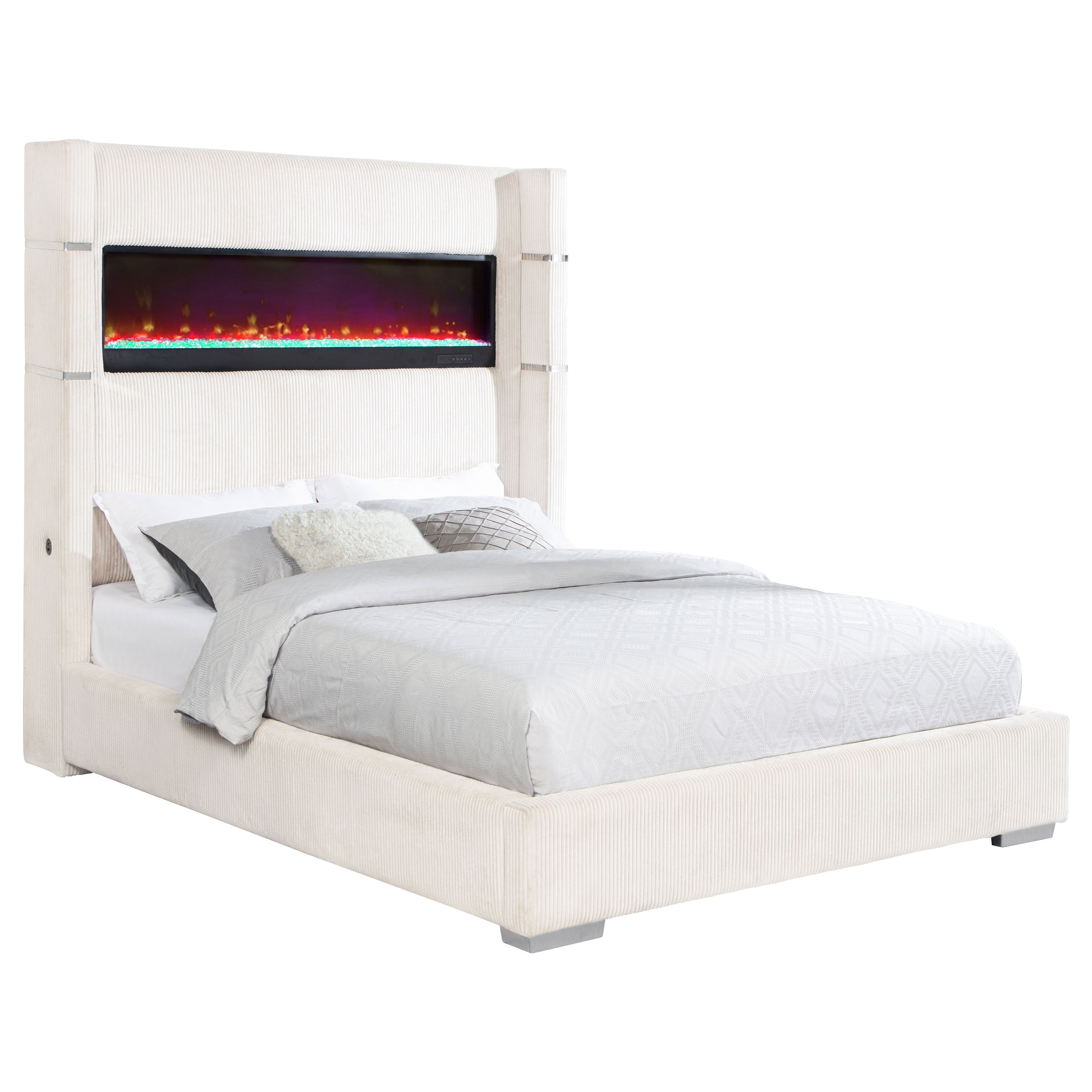 Tisdall Wingback Bed with Flame Visualizer - Ideal Furniture (Fresno,CA)