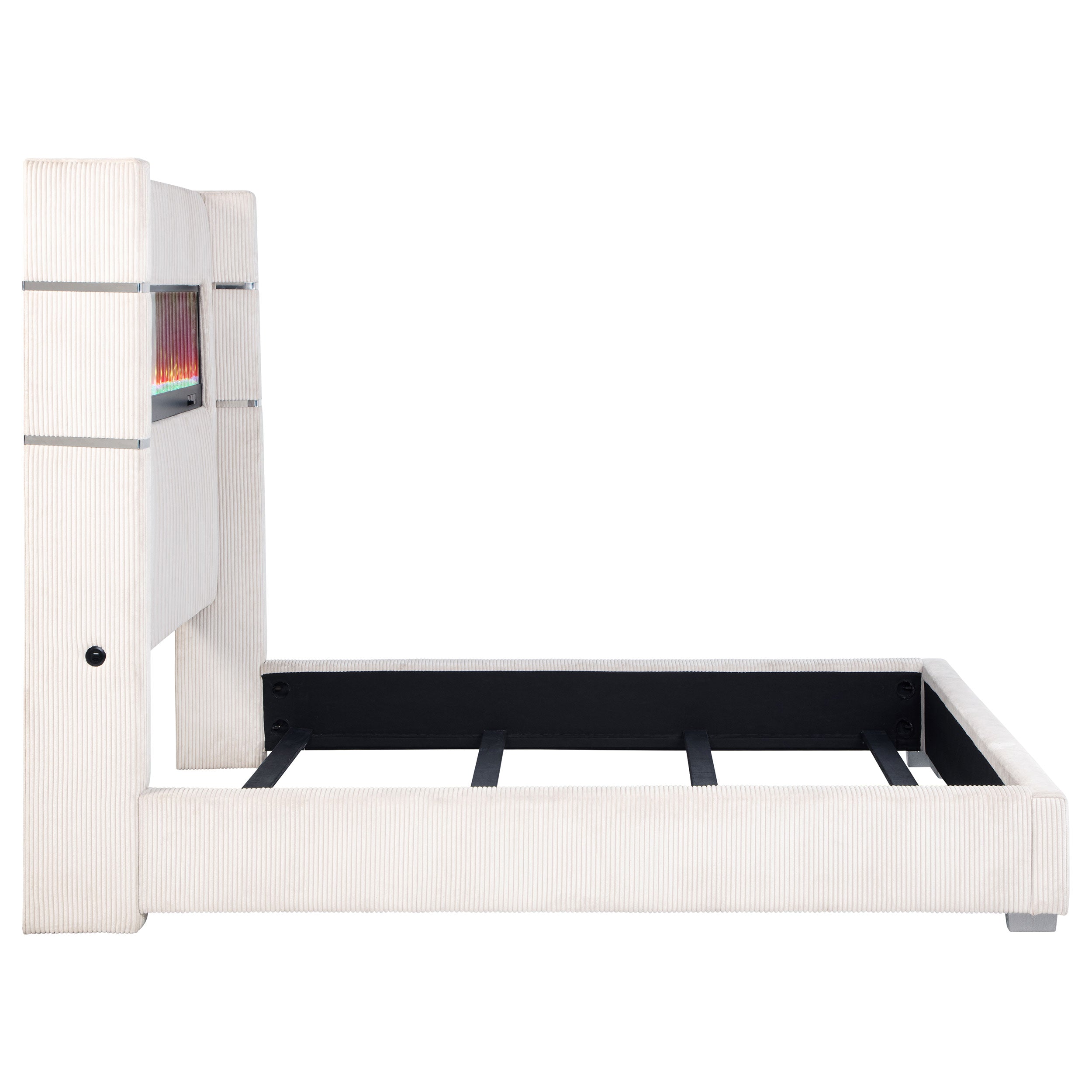 Tisdall Wingback Bed with Flame Visualizer - Ideal Furniture (Fresno,CA)