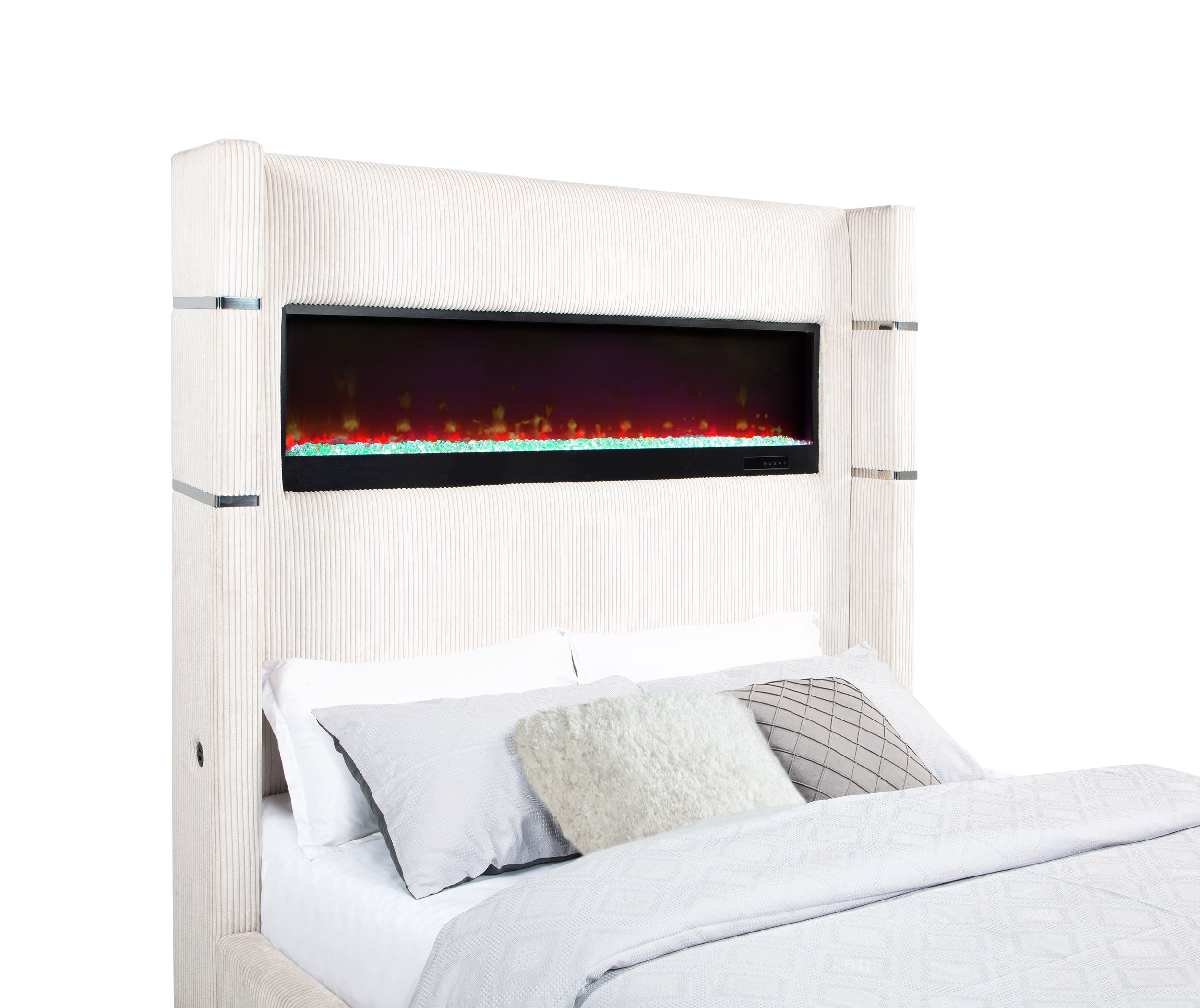 Tisdall Wingback Bed with Flame Visualizer - Ideal Furniture (Fresno,CA)