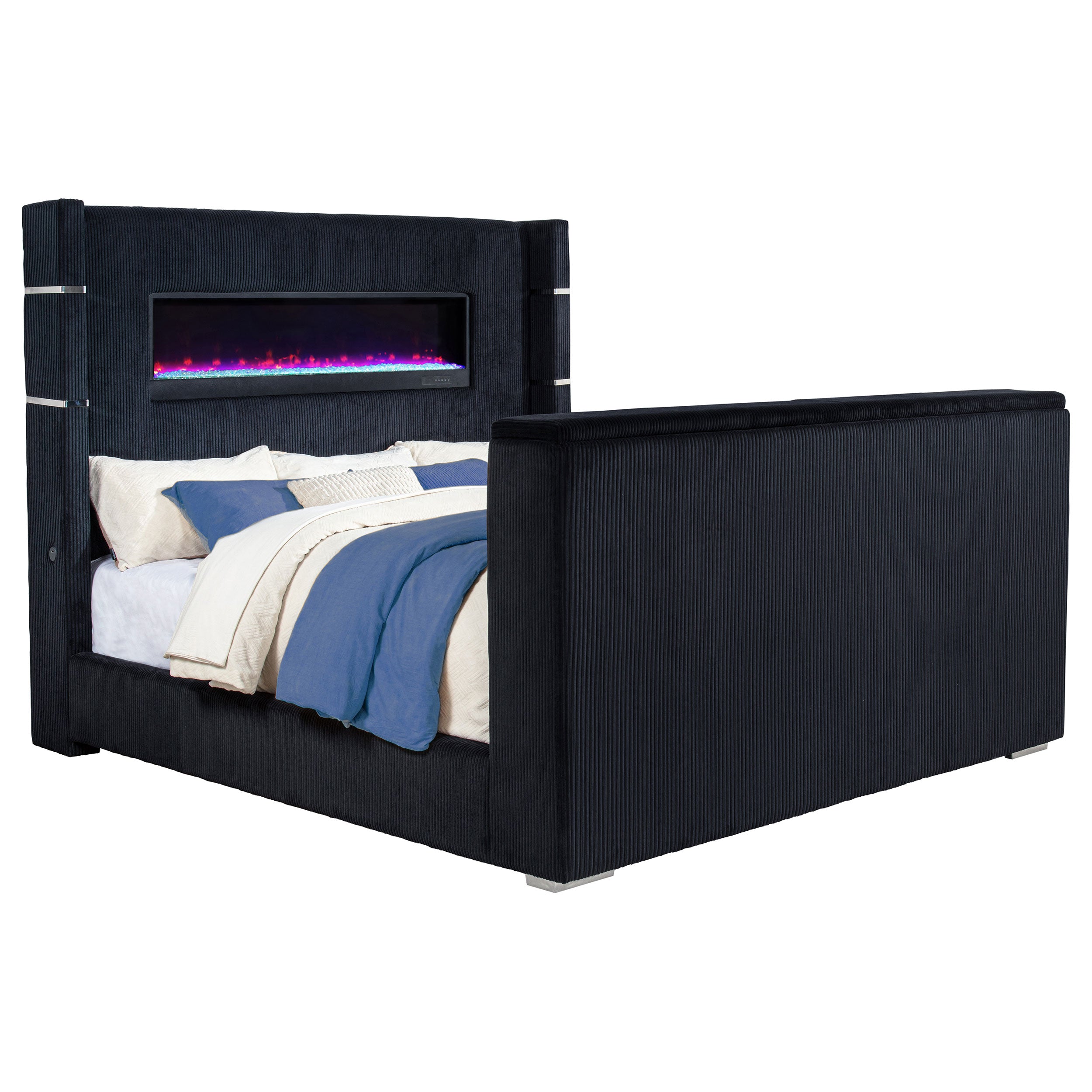 Tisdall Wingback TV Bed with Flame Visualizer - Ideal Furniture (Fresno,CA)