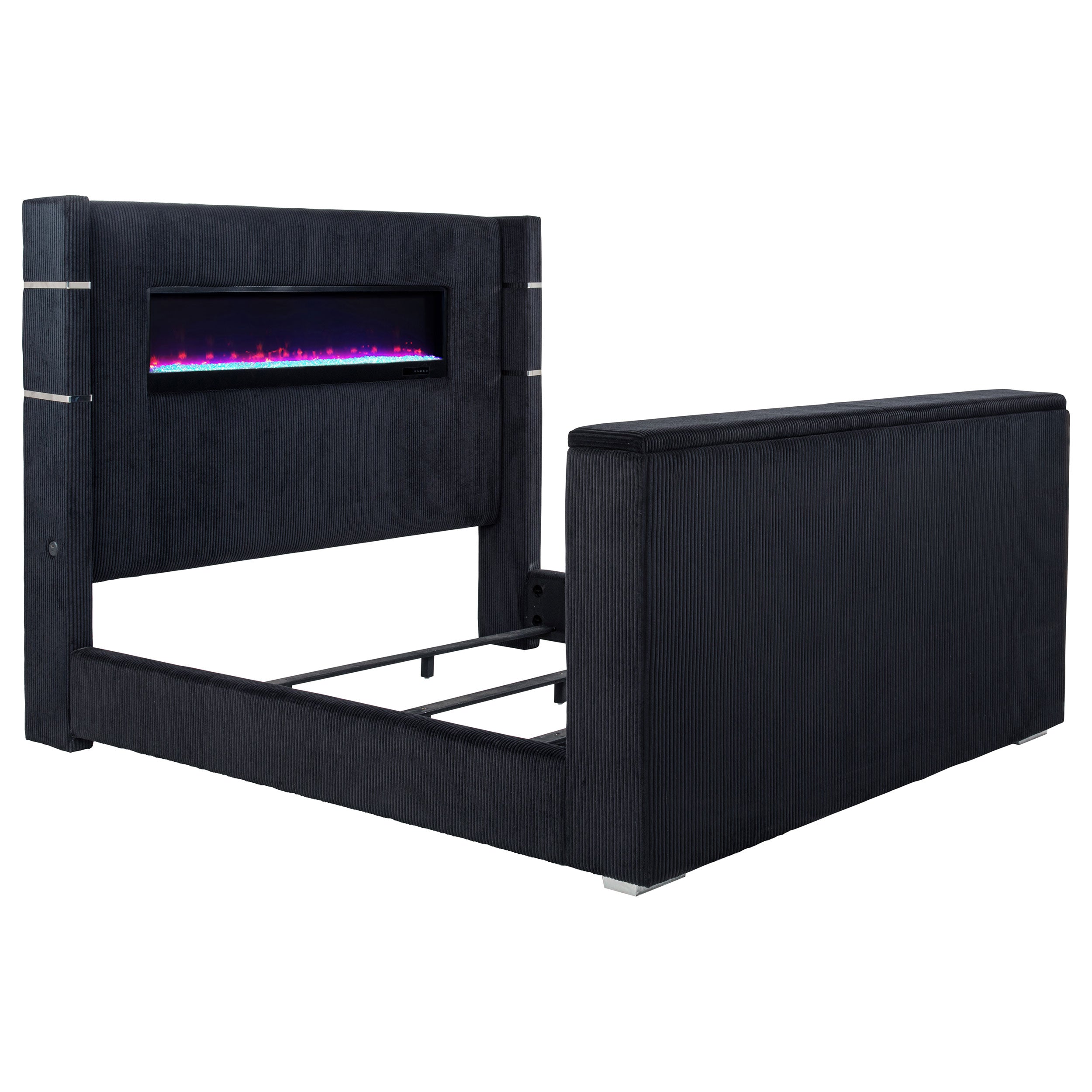 Tisdall Wingback TV Bed with Flame Visualizer - Ideal Furniture (Fresno,CA)