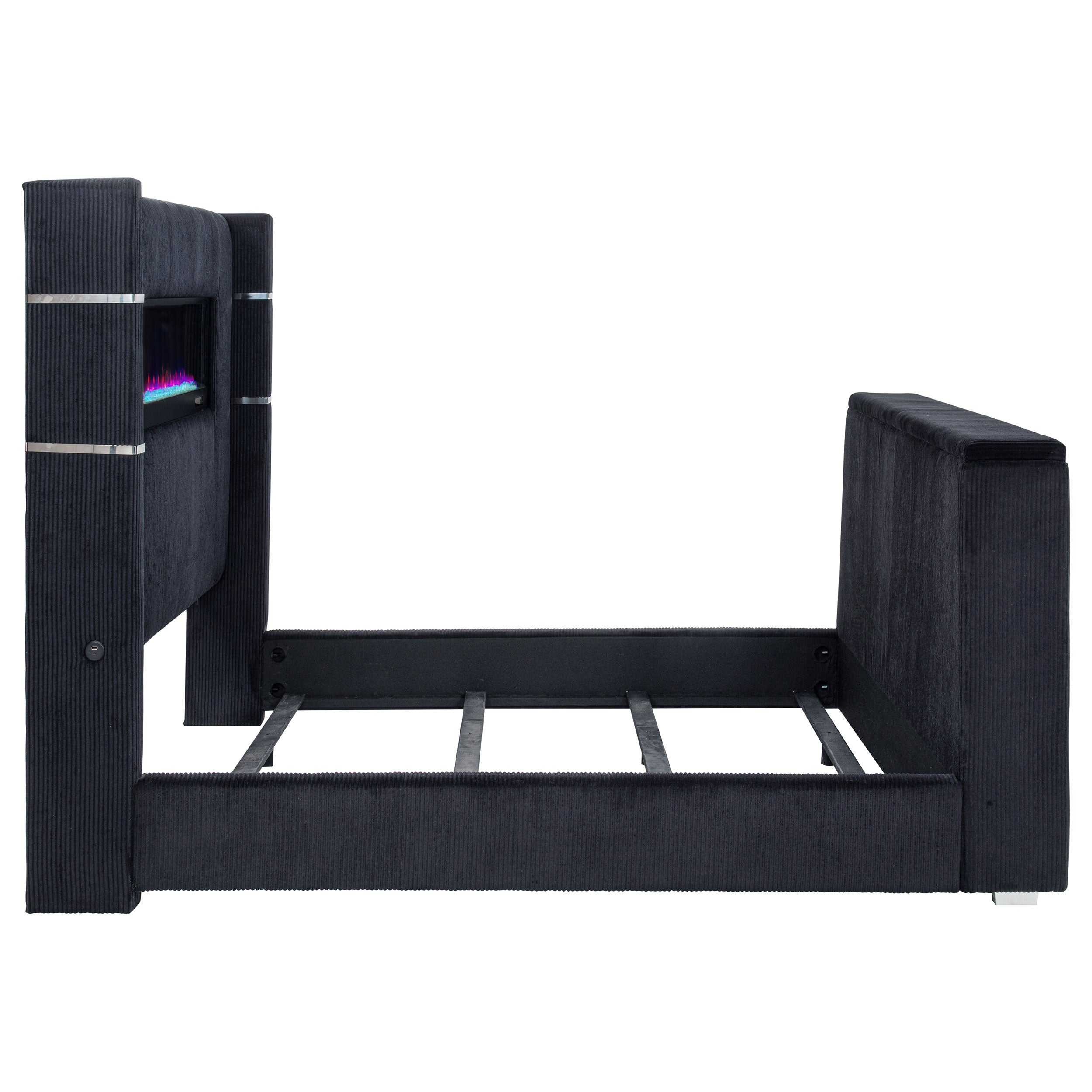 Tisdall Wingback TV Bed with Flame Visualizer - Ideal Furniture (Fresno,CA)