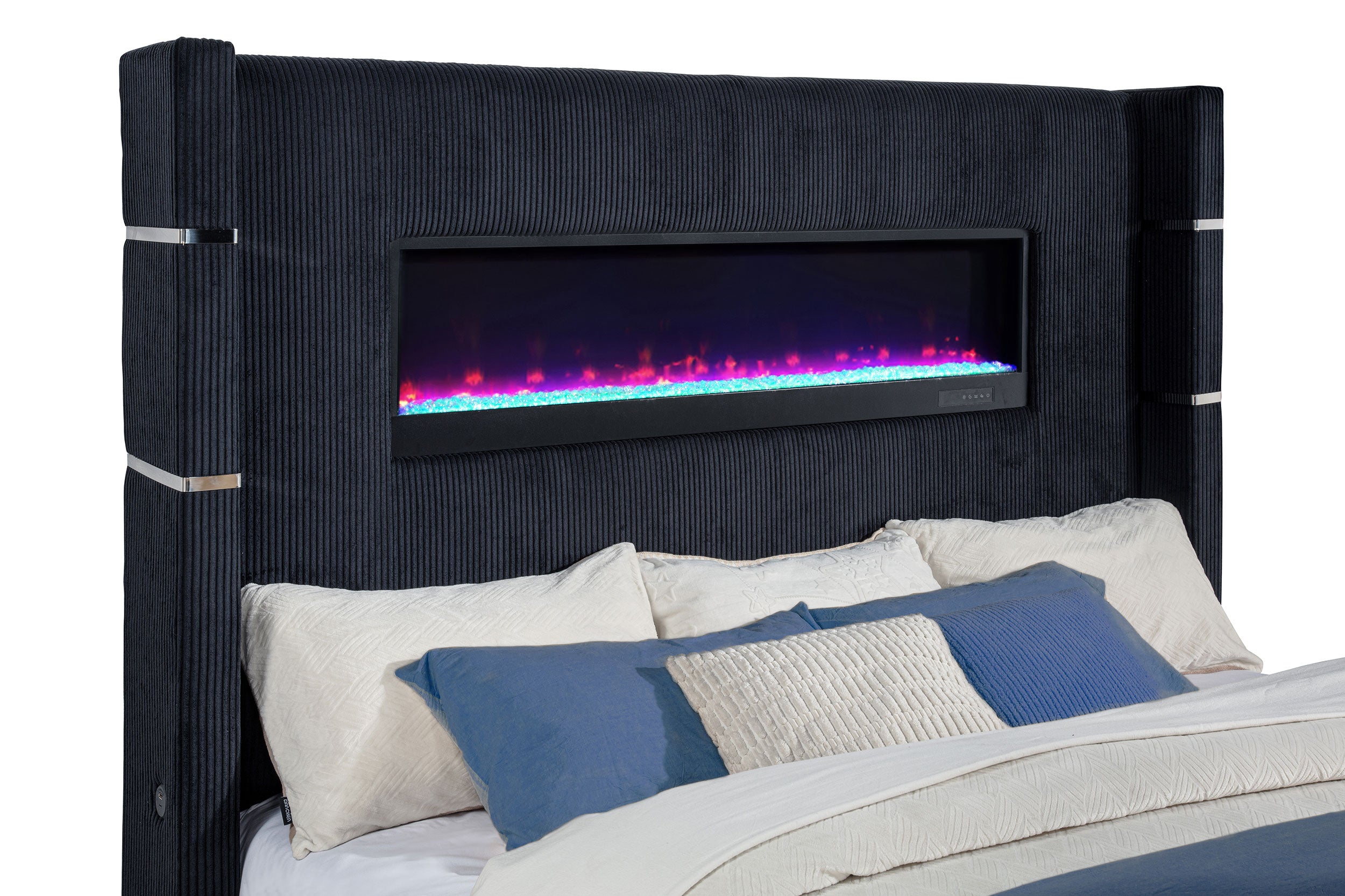 Tisdall Wingback TV Bed with Flame Visualizer - Ideal Furniture (Fresno,CA)