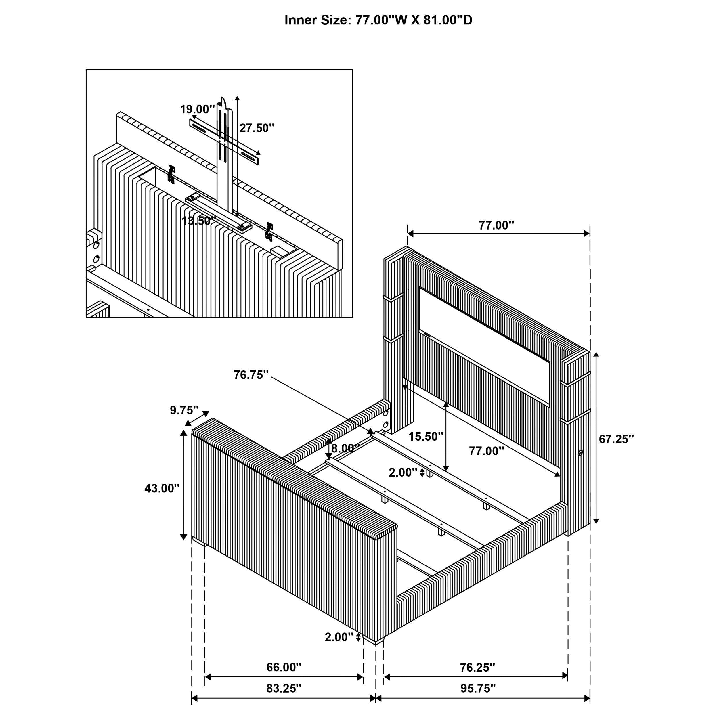 Tisdall Wingback TV Bed with Flame Visualizer - Ideal Furniture (Fresno,CA)
