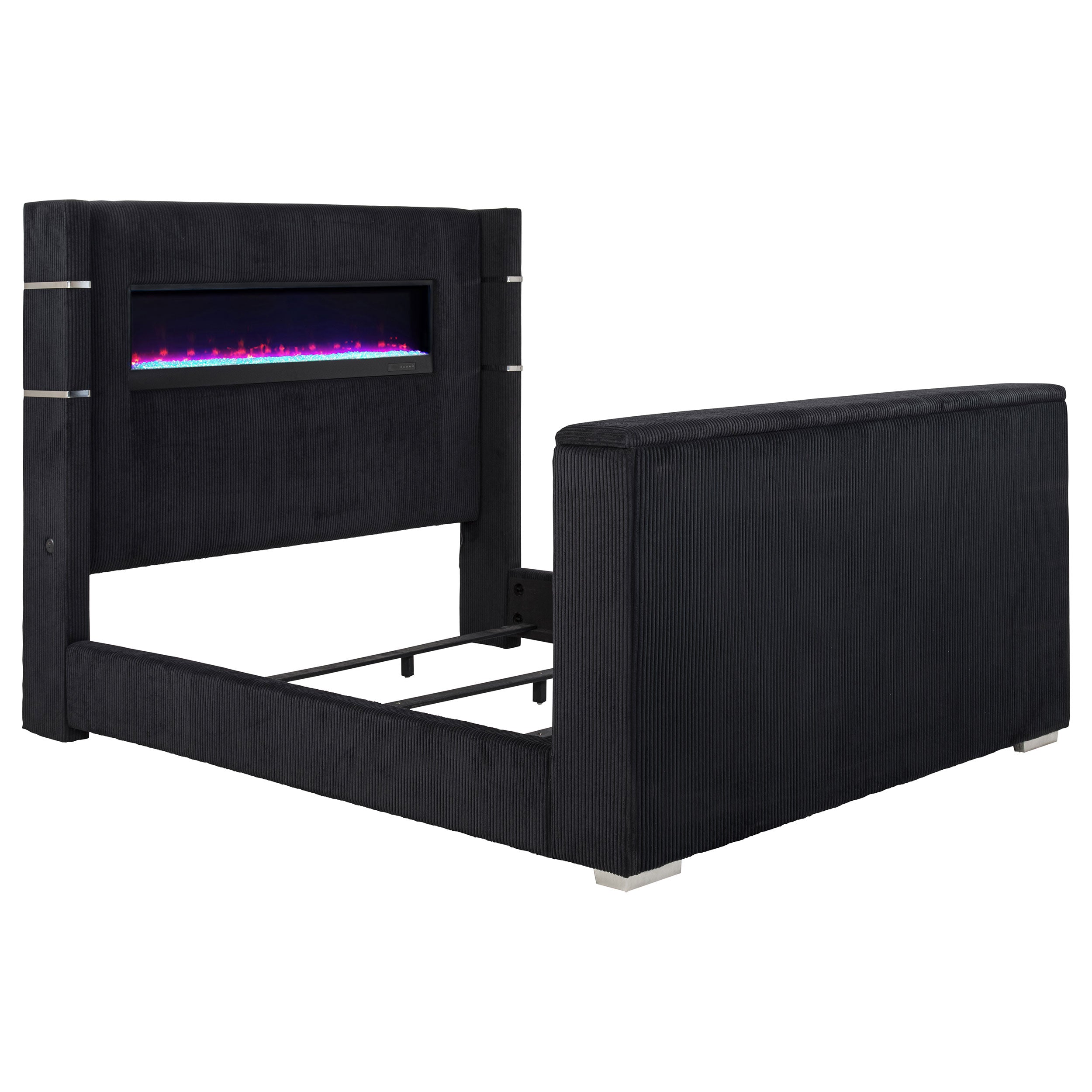 Tisdall Wingback TV Bed with Flame Visualizer - Ideal Furniture (Fresno,CA)