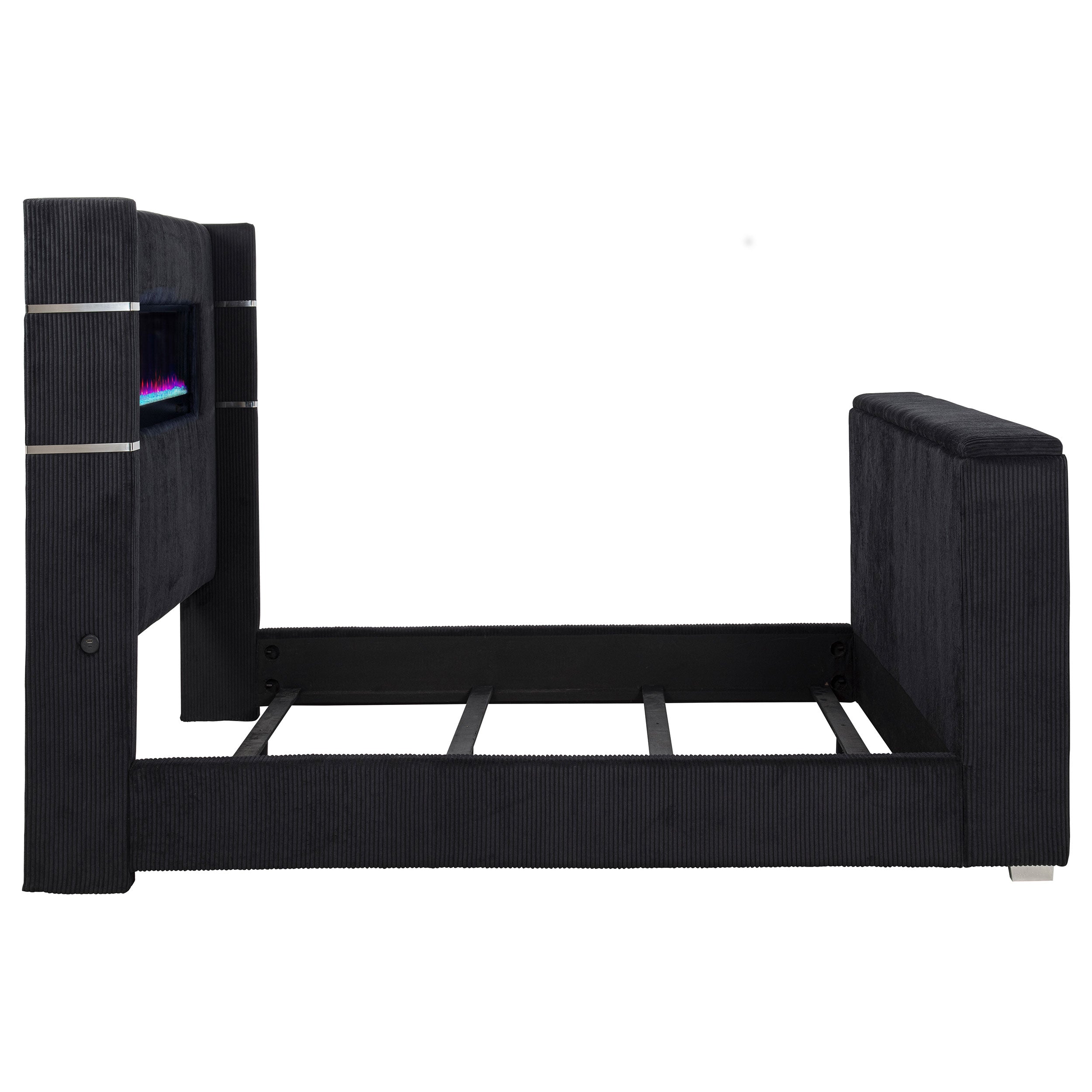 Tisdall Wingback TV Bed with Flame Visualizer - Ideal Furniture (Fresno,CA)