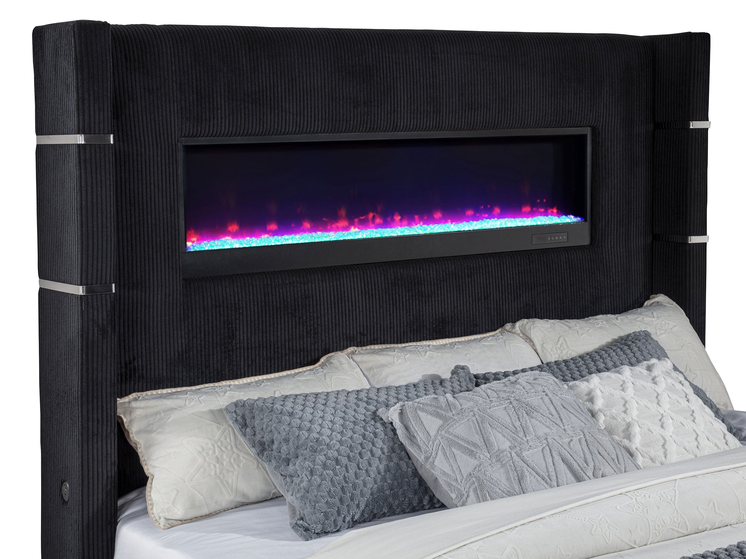 Tisdall Wingback TV Bed with Flame Visualizer - Ideal Furniture (Fresno,CA)