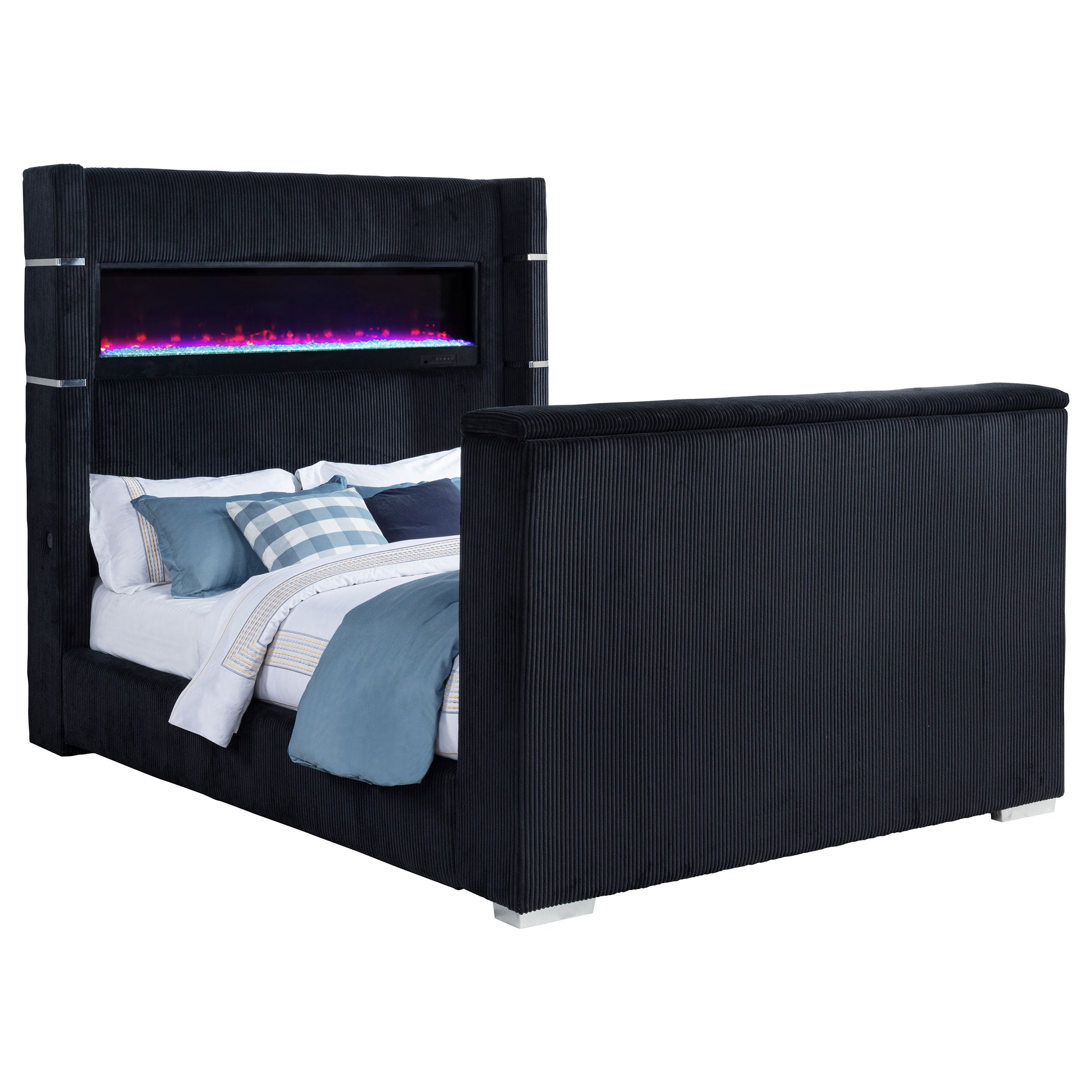 Tisdall Wingback TV Bed with Flame Visualizer - Ideal Furniture (Fresno,CA)