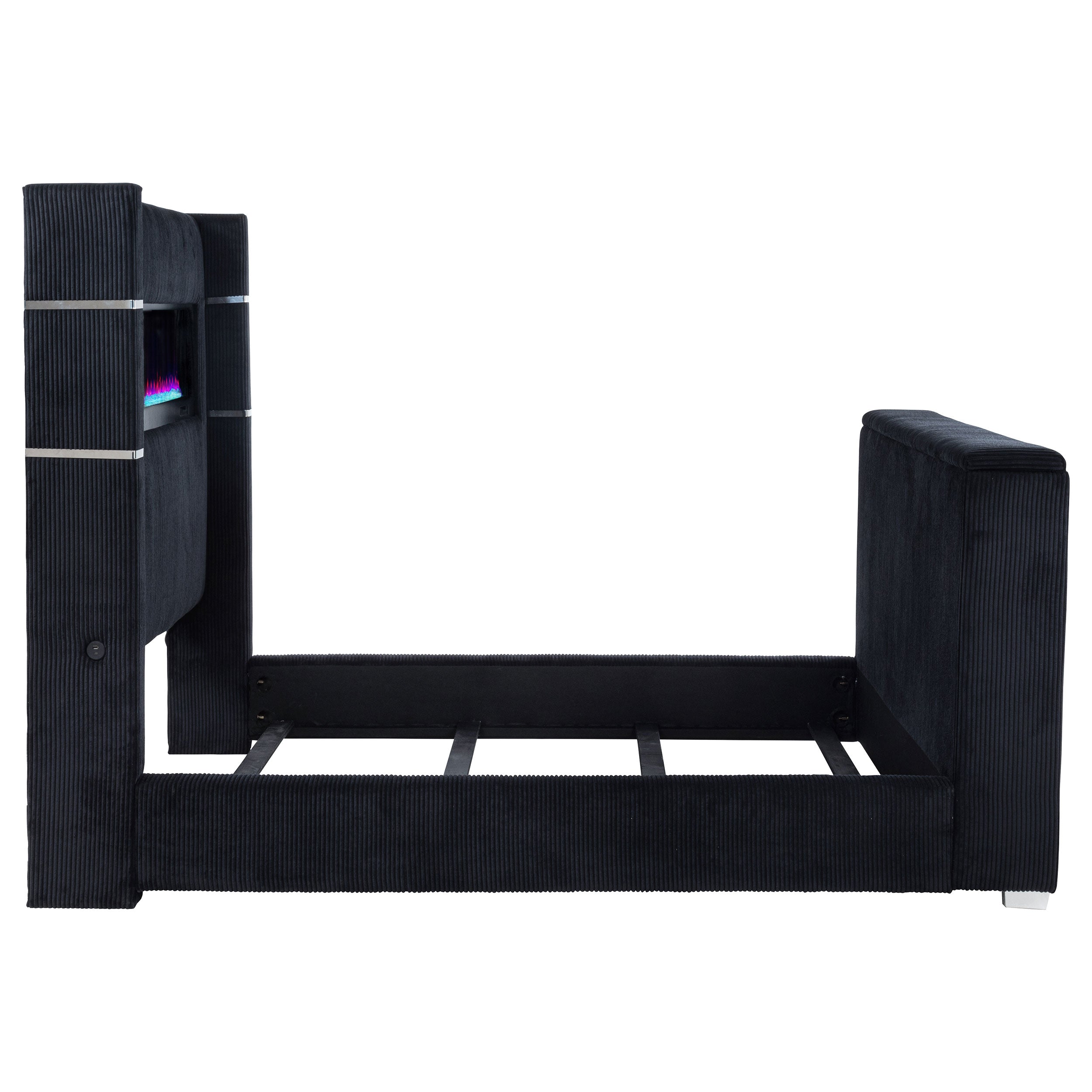 Tisdall Wingback TV Bed with Flame Visualizer - Ideal Furniture (Fresno,CA)