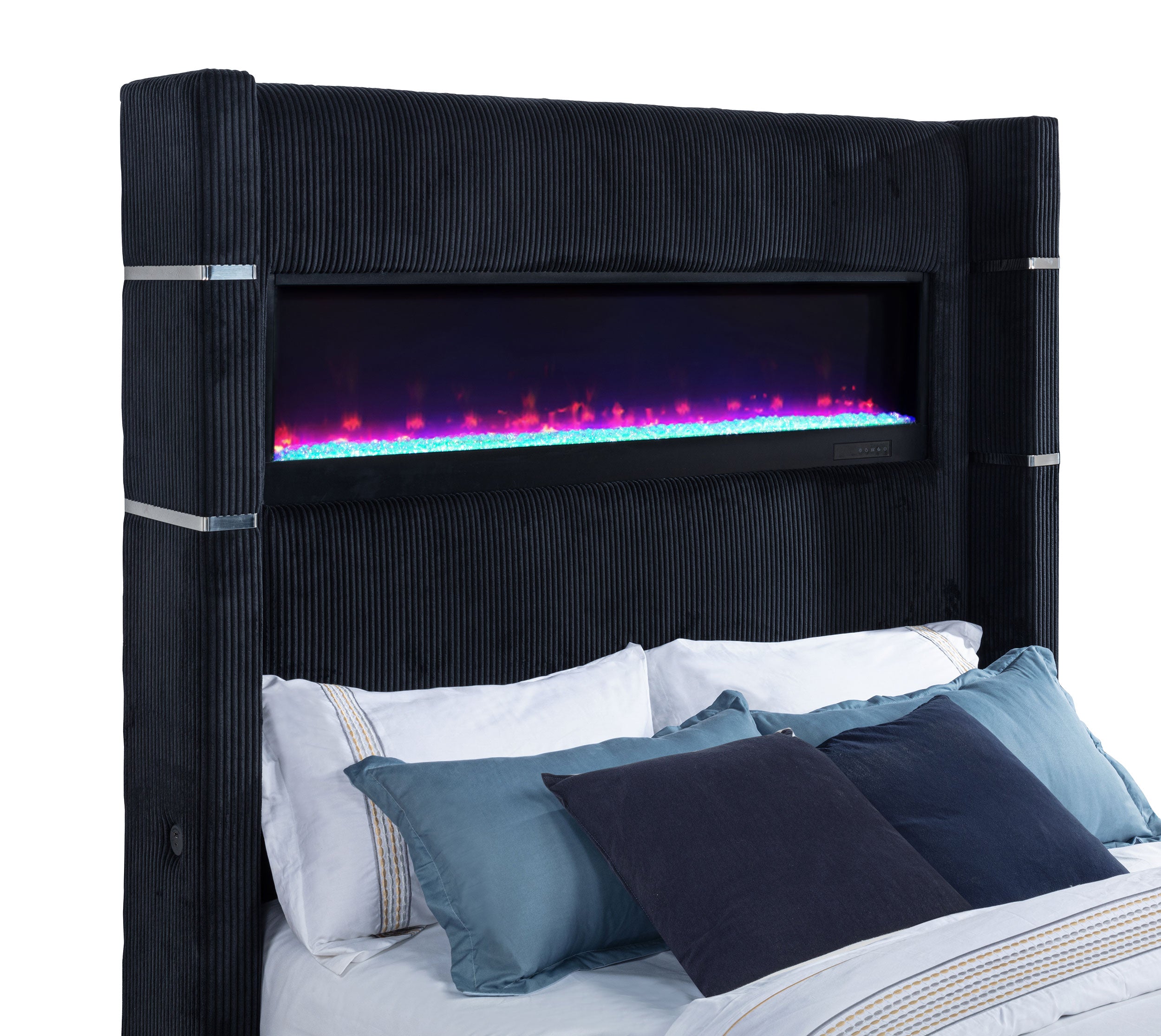 Tisdall Wingback TV Bed with Flame Visualizer - Ideal Furniture (Fresno,CA)