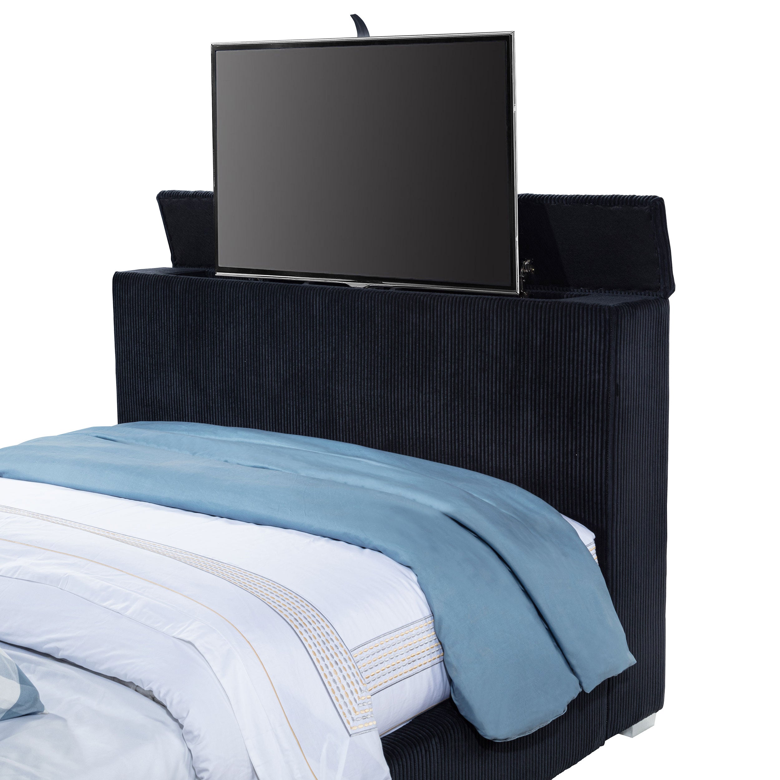 Tisdall Wingback TV Bed with Flame Visualizer - Ideal Furniture (Fresno,CA)